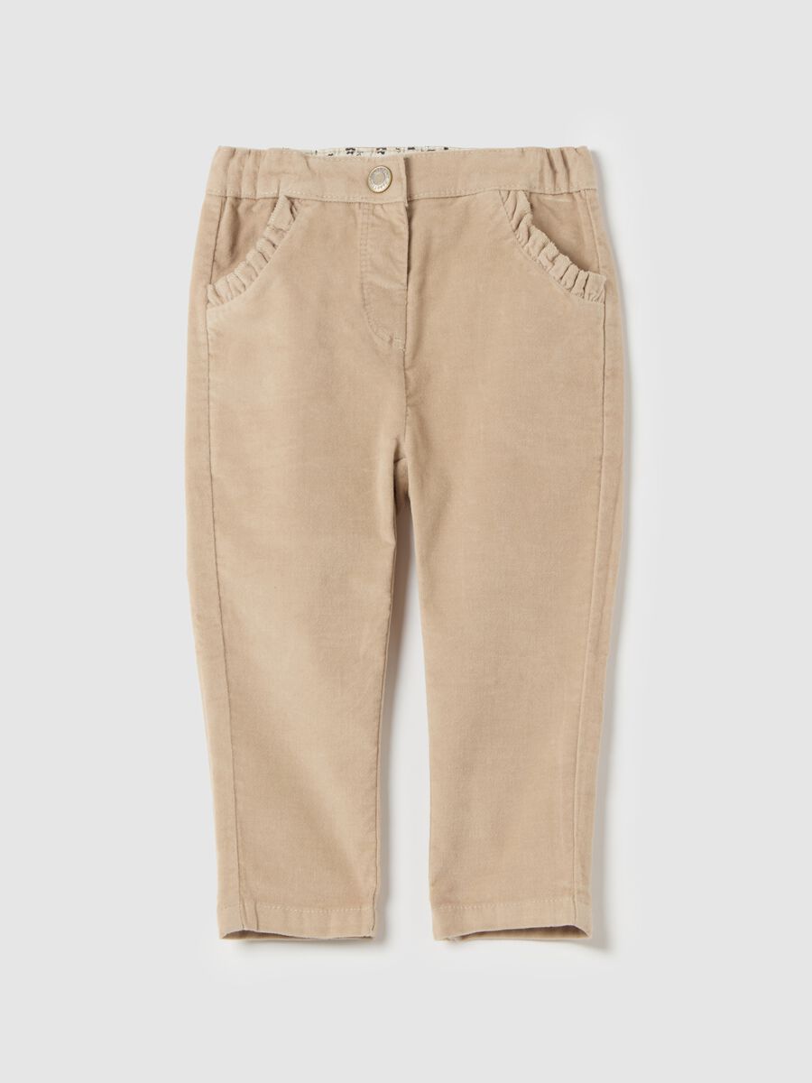 Corduroy trousers with frills_0