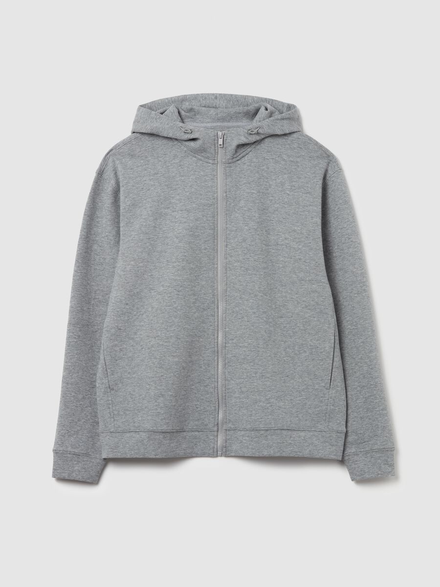 Full-zip fleece sweatshirt with hood and drawstring_4