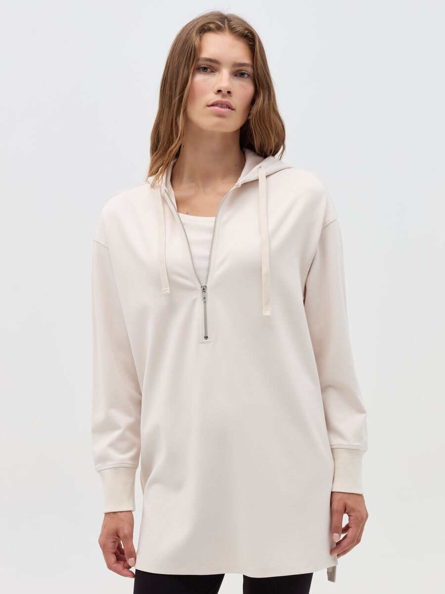 Half-zip mini maternity sweatshirt dress_1