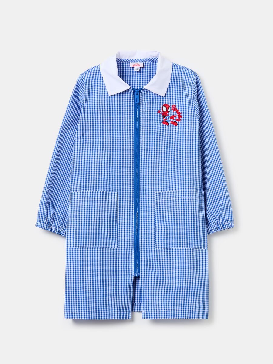 Gingham smock with zip and Spidey embroidery_0