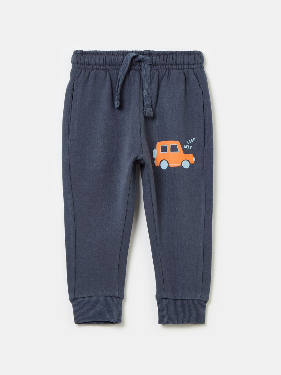 Fleece joggers with drawstring and print_0