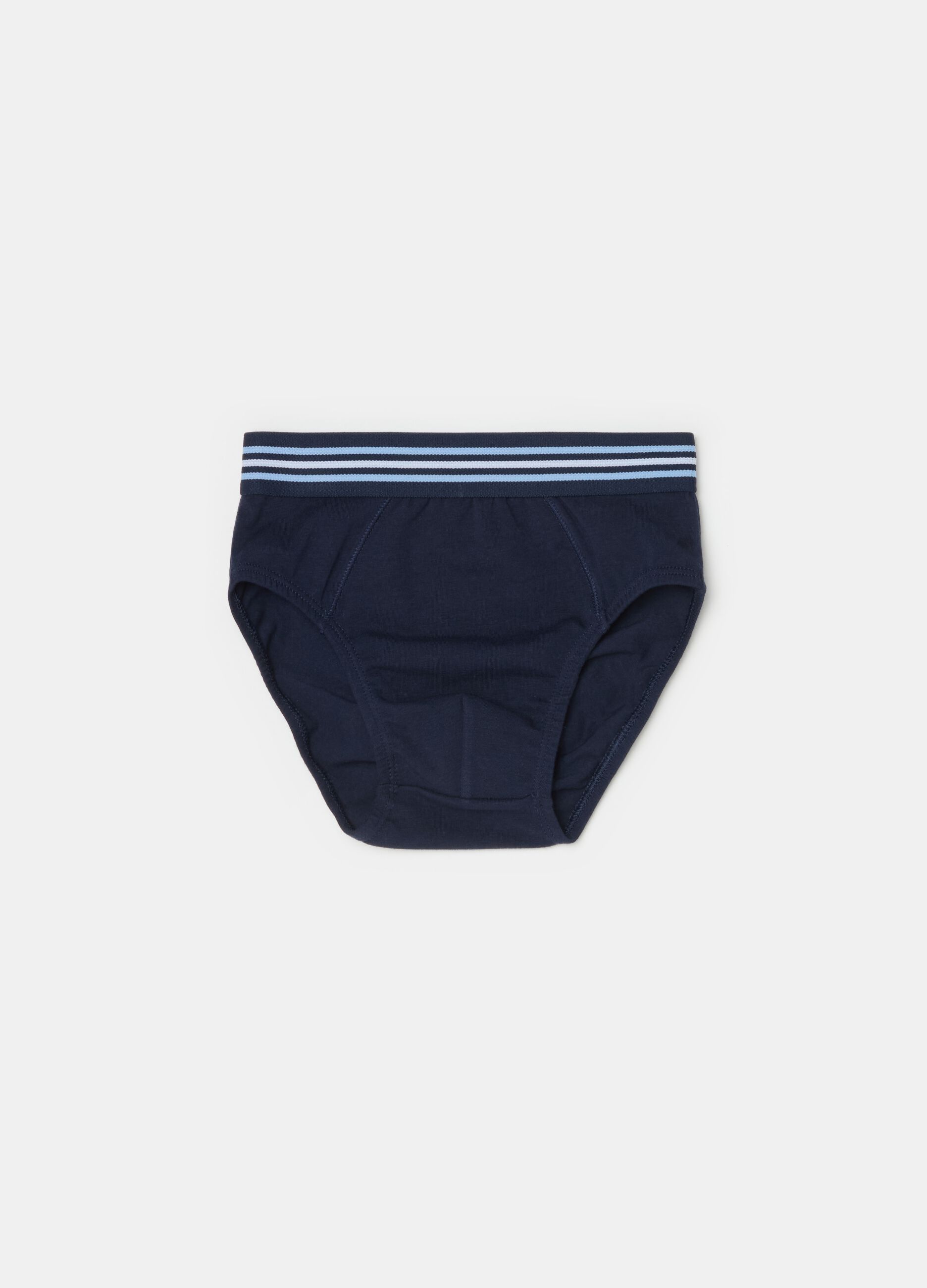 Organic cotton briefs with striped elastic