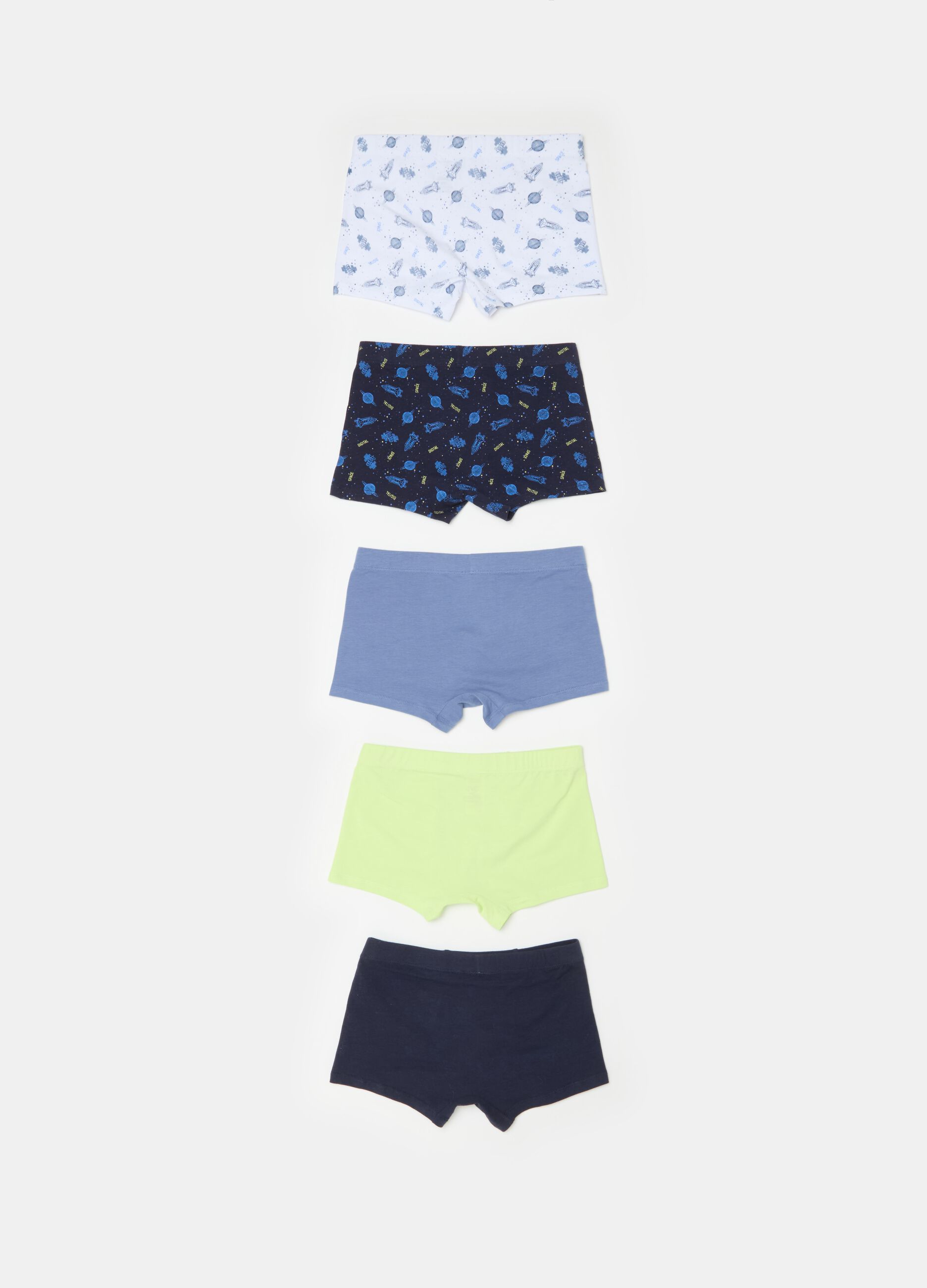 Five-pack organic cotton boxer shorts with print