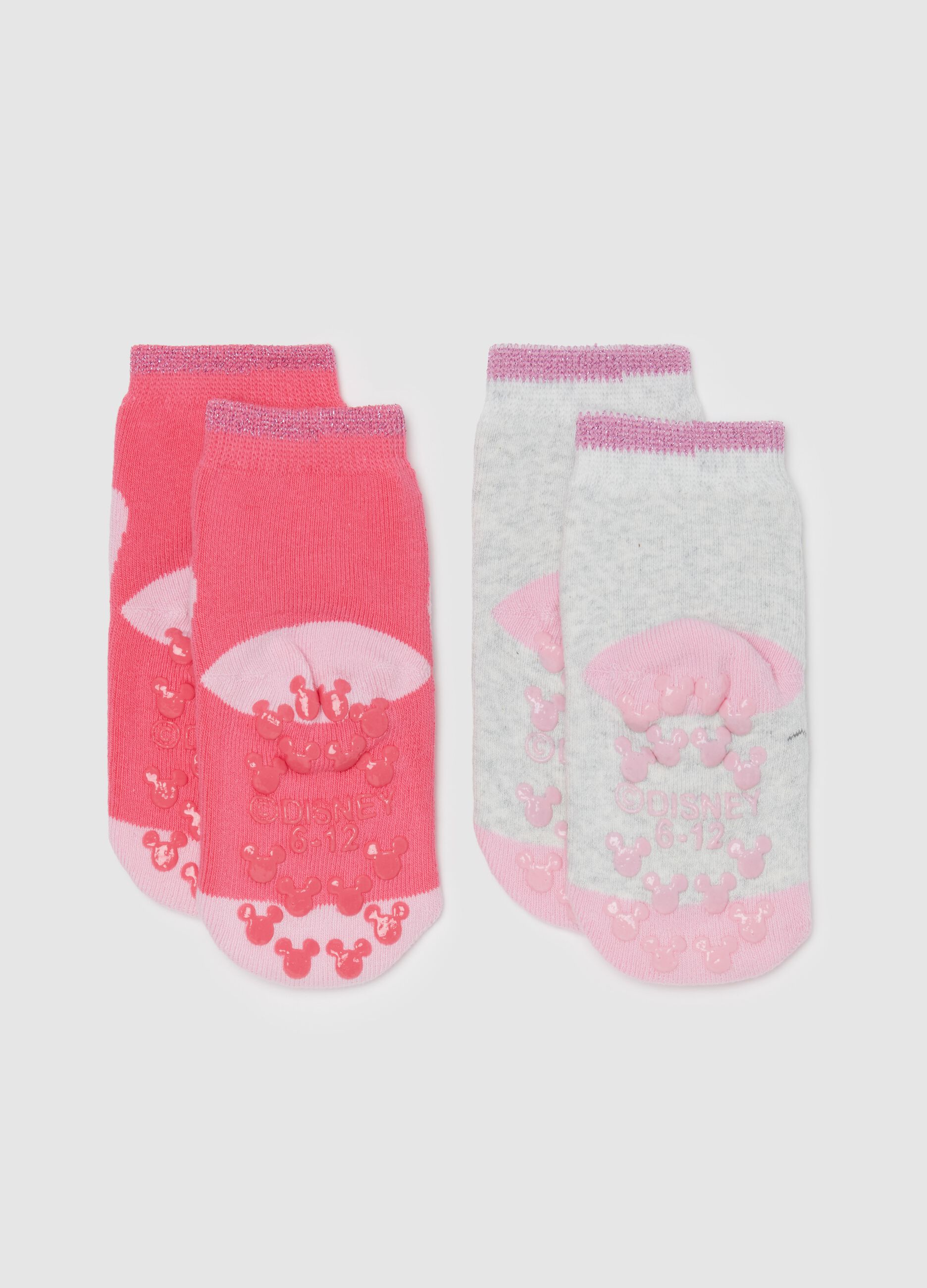 Two-pair pack slipper socks with Minnie Mouse design