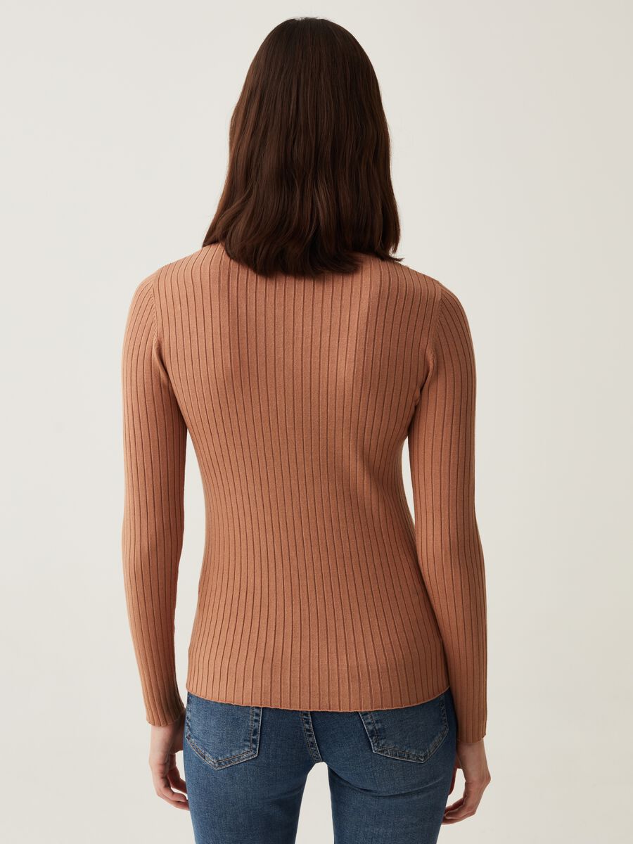 Mock neck pullover with flat ribbing_2