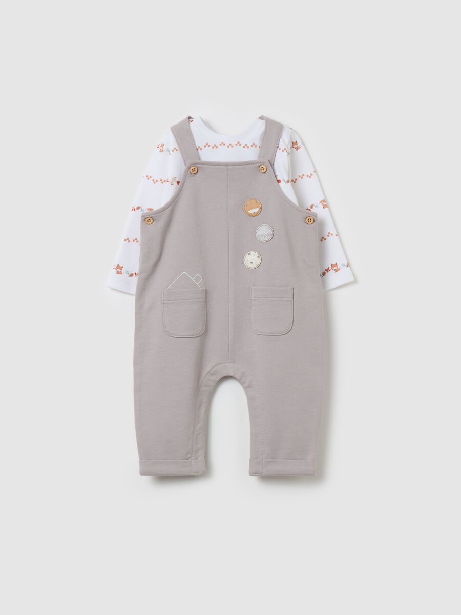 T-shirt and dungarees set in organic cotton_0