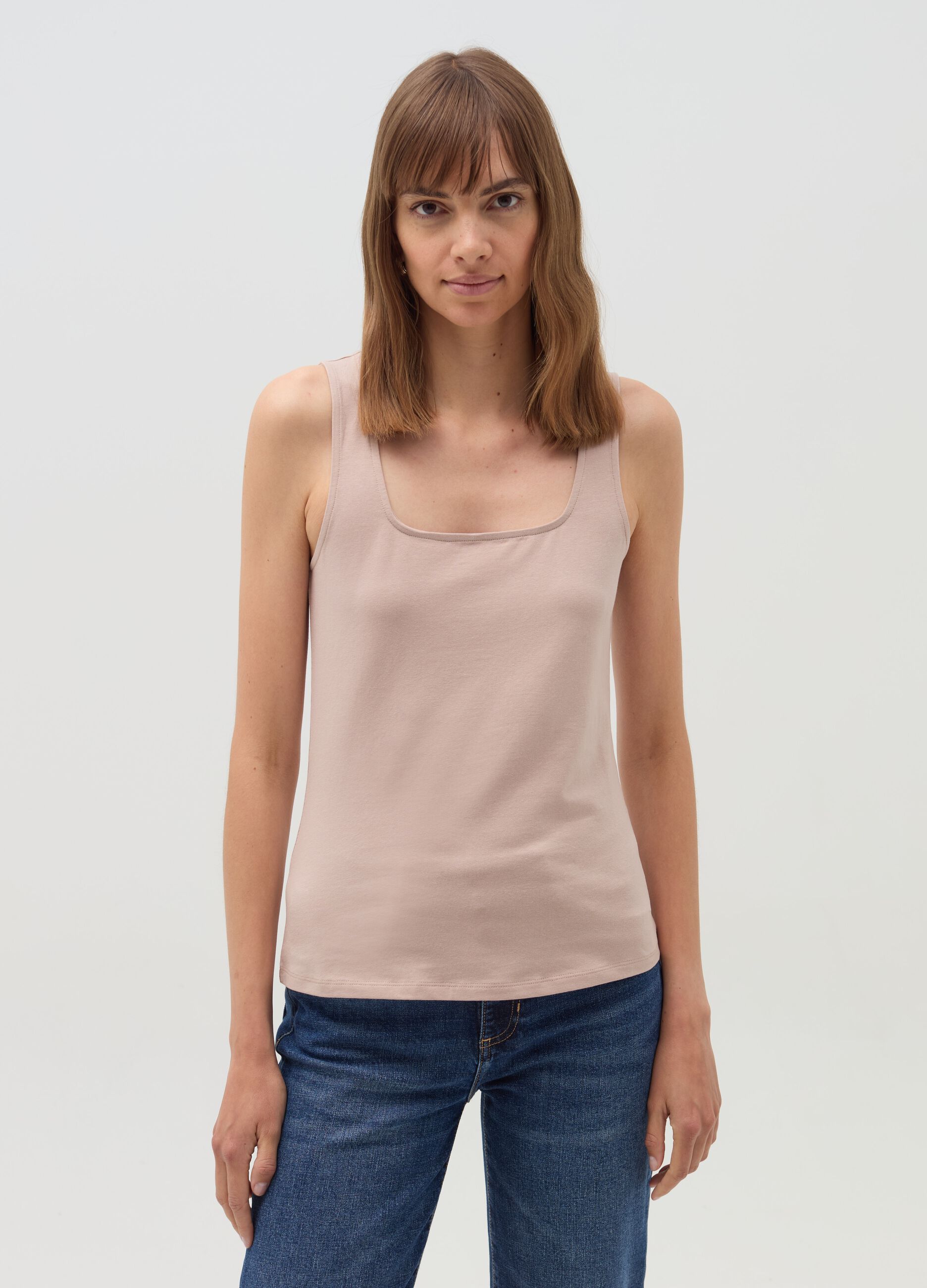 Tank top with square neck