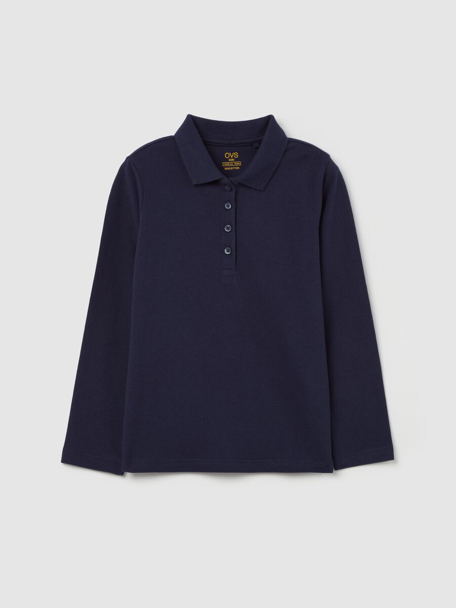 Long-sleeved polo shirt in organic cotton_0