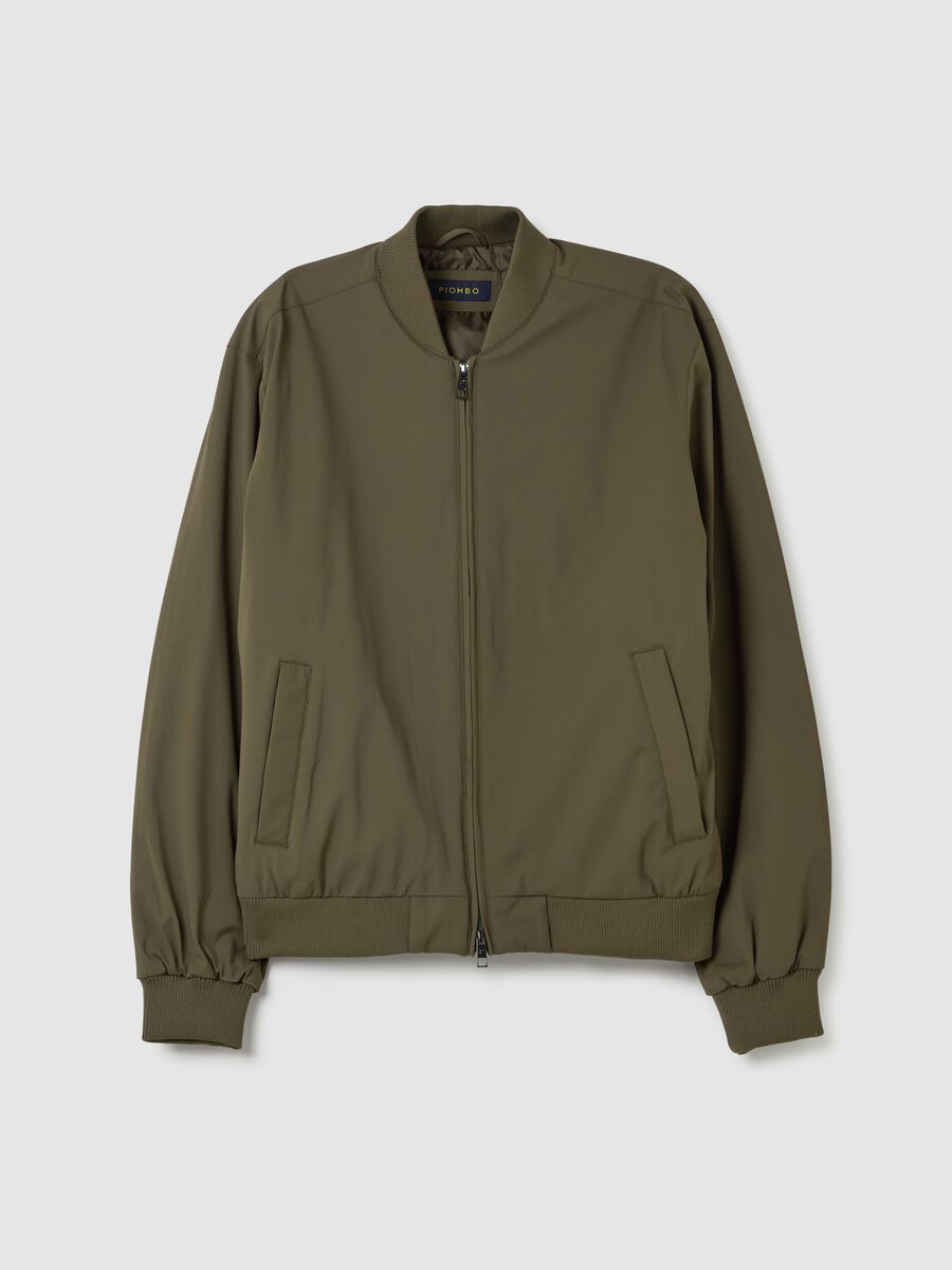 Stretch bomber jacket with zip_4