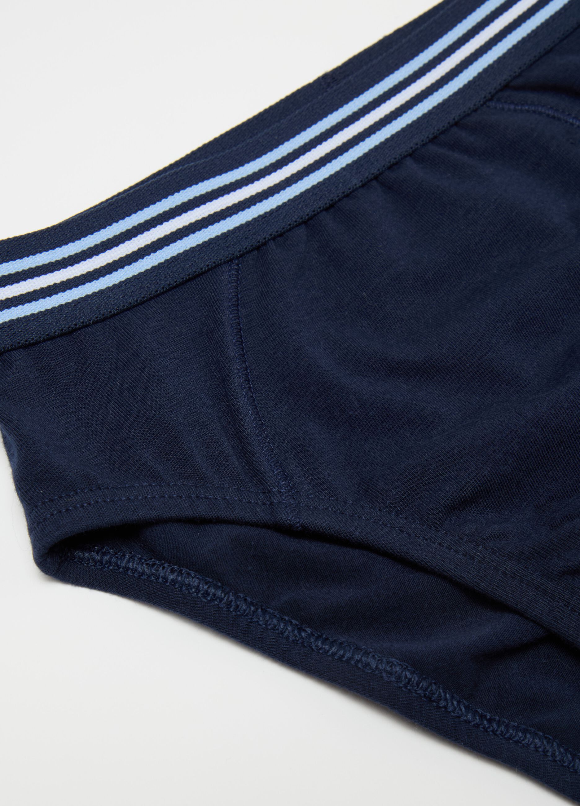 Organic cotton briefs with striped elastic