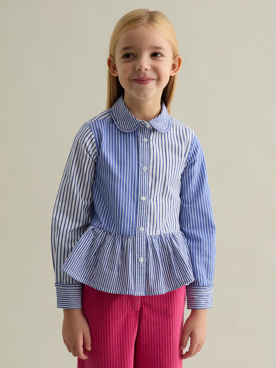 Camicia a righe patchwork in cotone_0