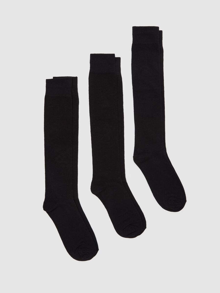 Three-pair pack long socks in organic cotton_0