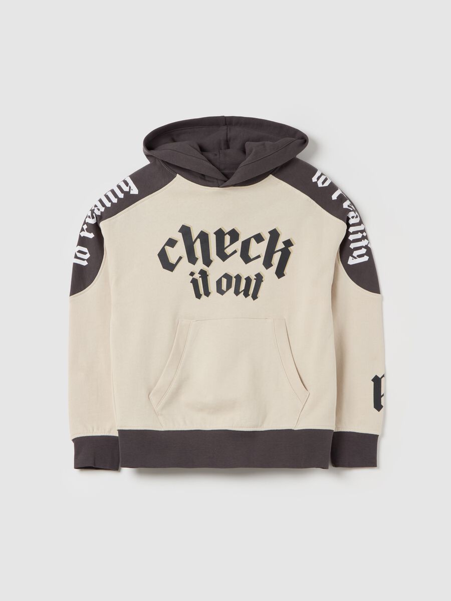 Two-tone hoodie with print_0