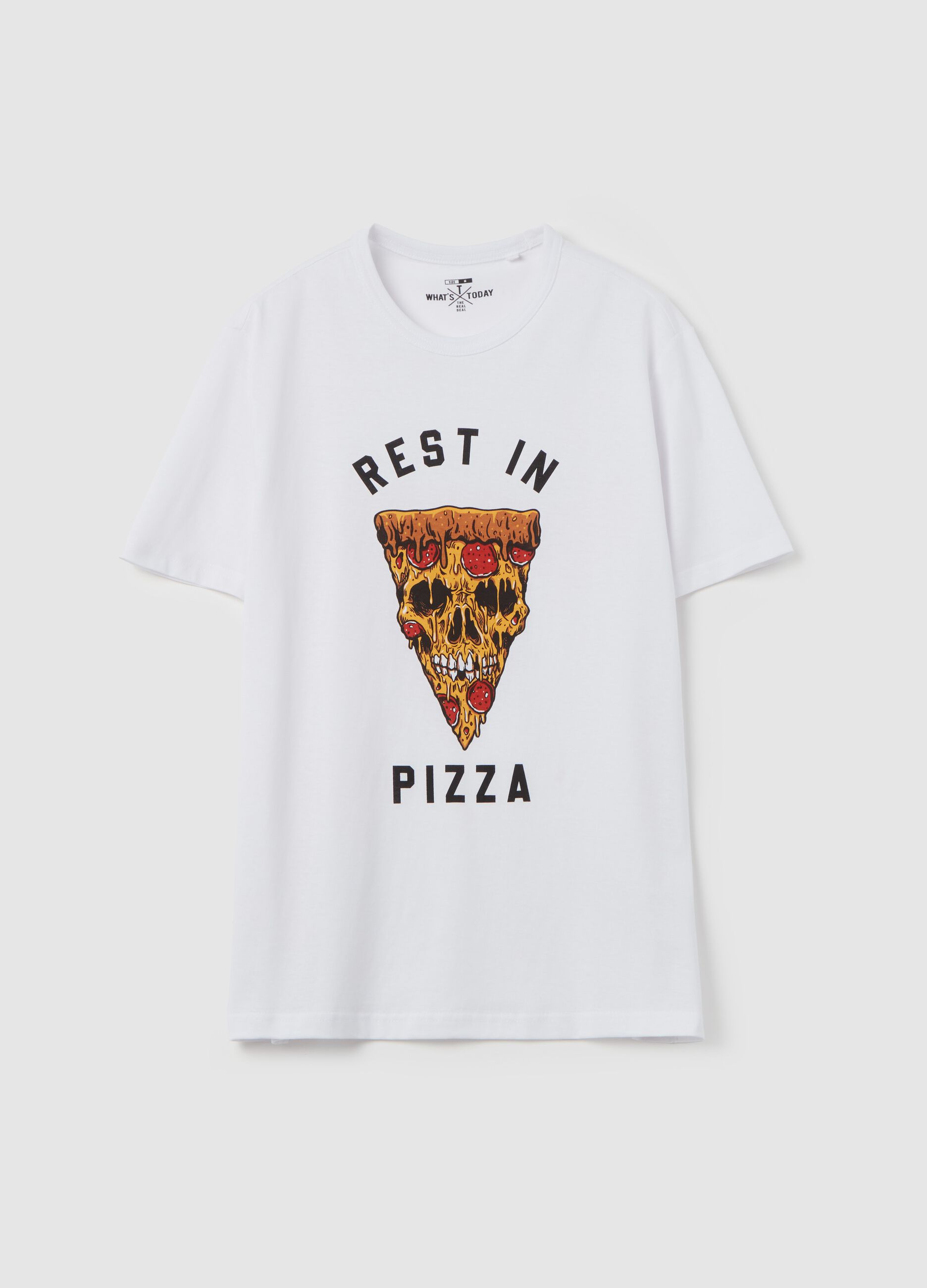 Cotton T-shirt with pizza print