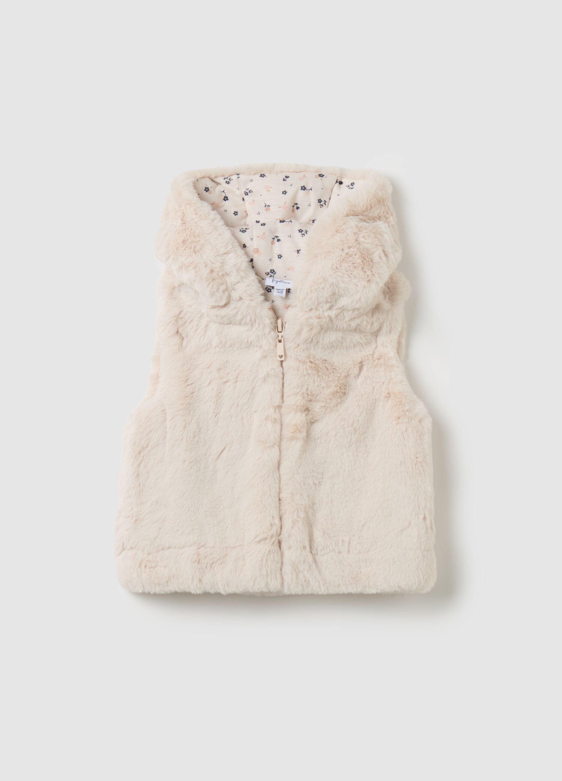 Gilet in eco pelliccia con cappuccio