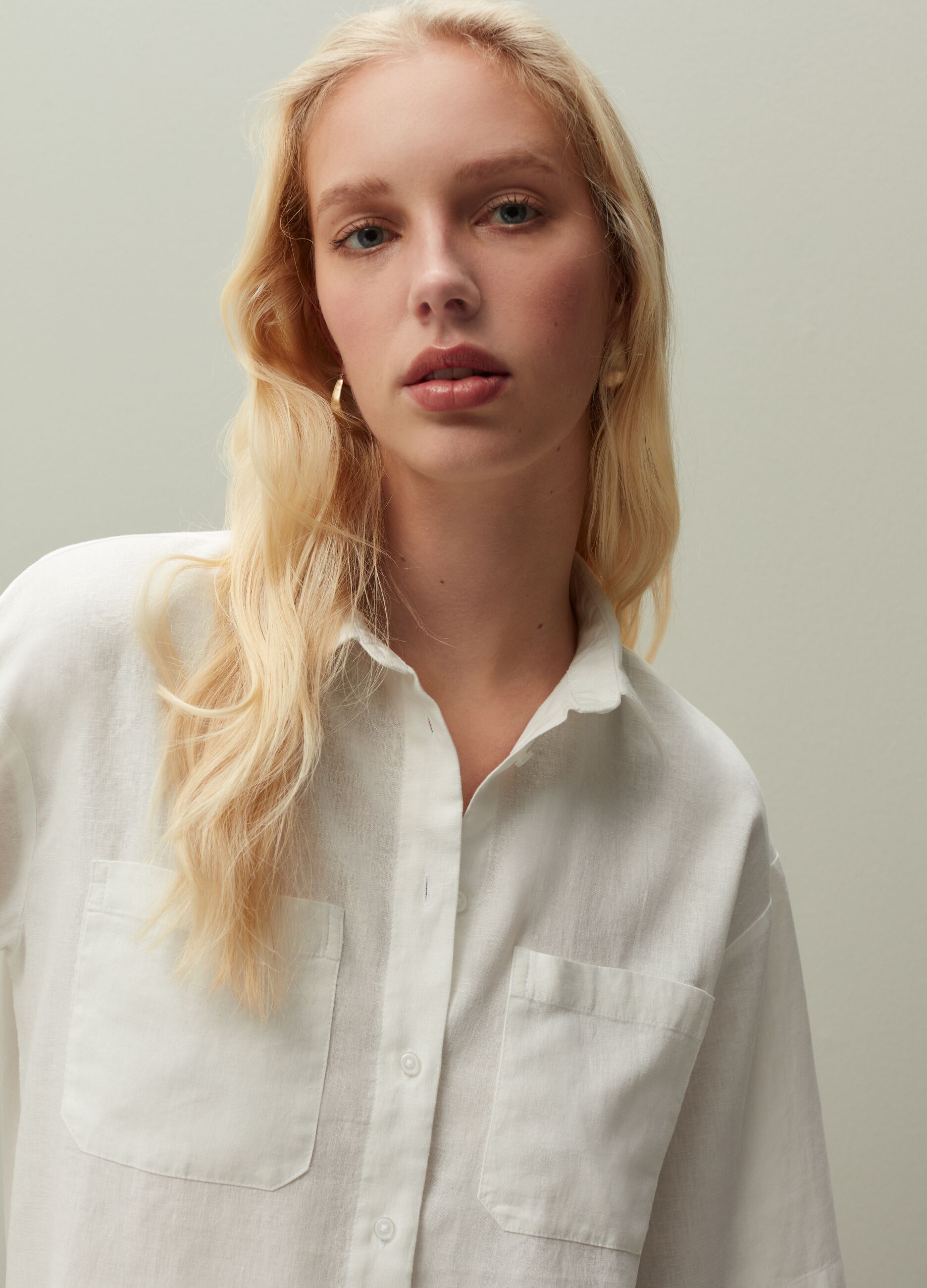 Shirt in linen and viscose