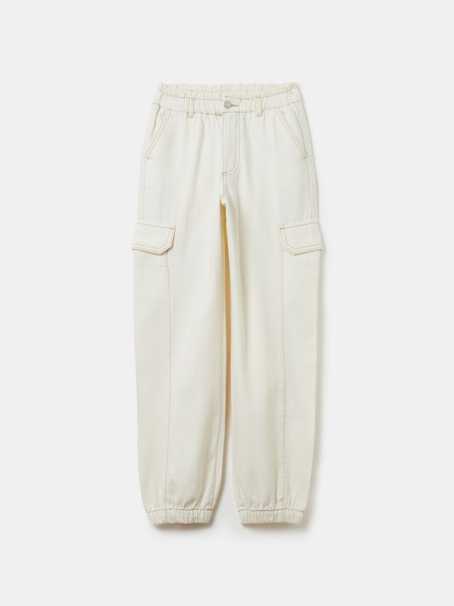 Paper bag cargo trousers in cotton_0