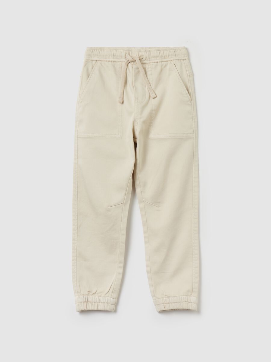 Stretch cotton joggers with drawstring_0