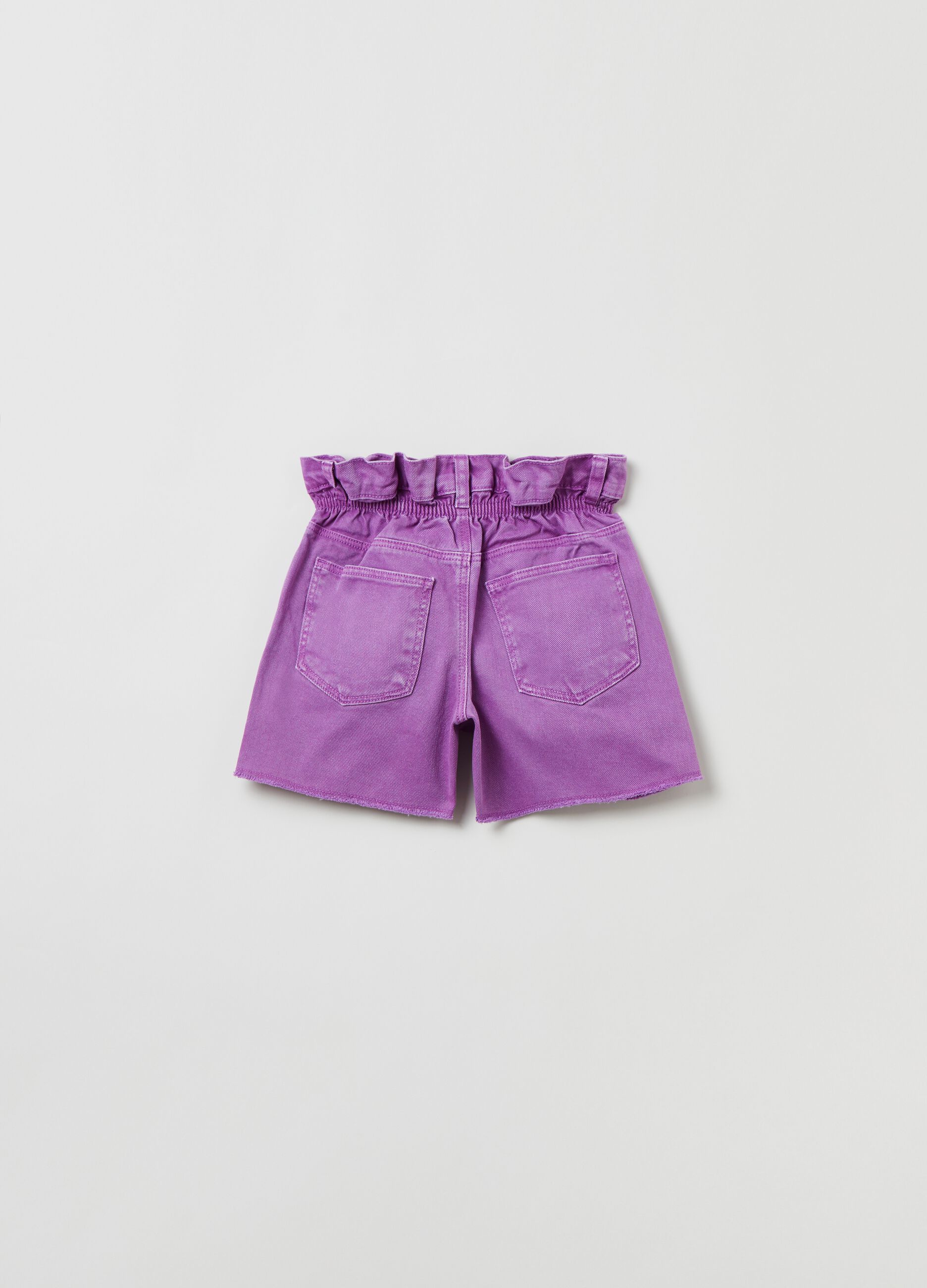 Paper bag shorts with raw edging