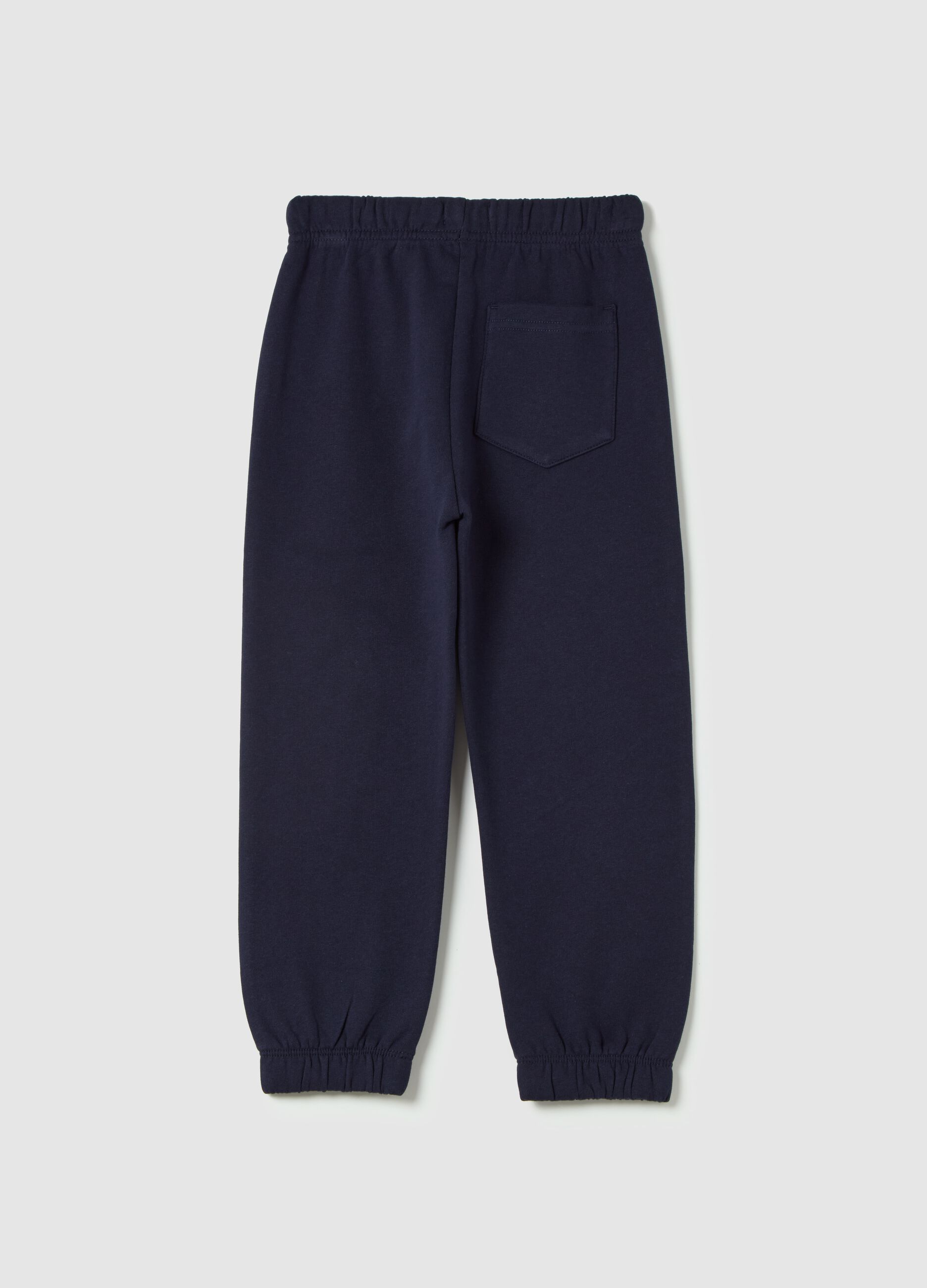 Fleece joggers with drawstring and print