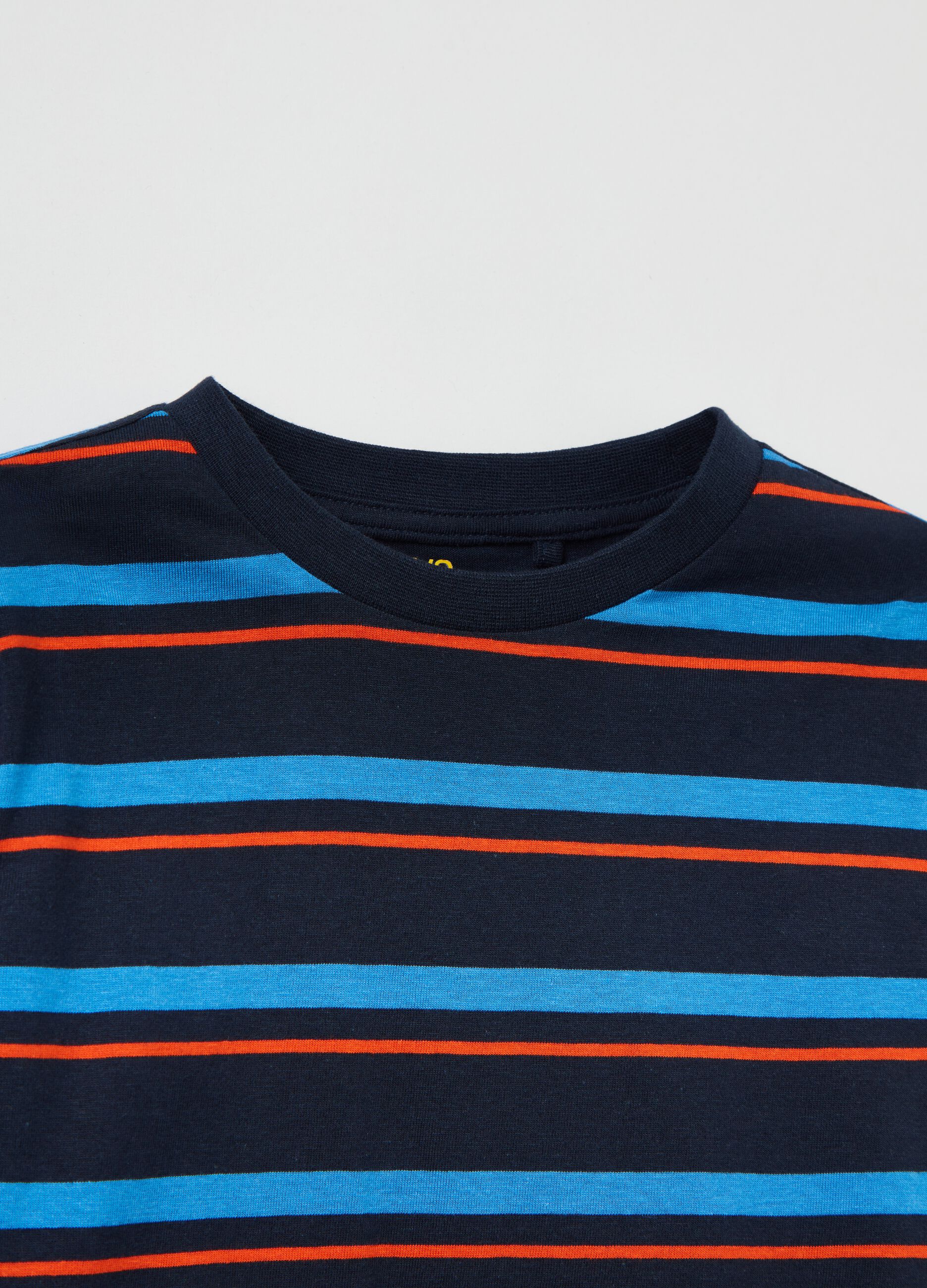 Striped cotton T-shirt with long sleeves