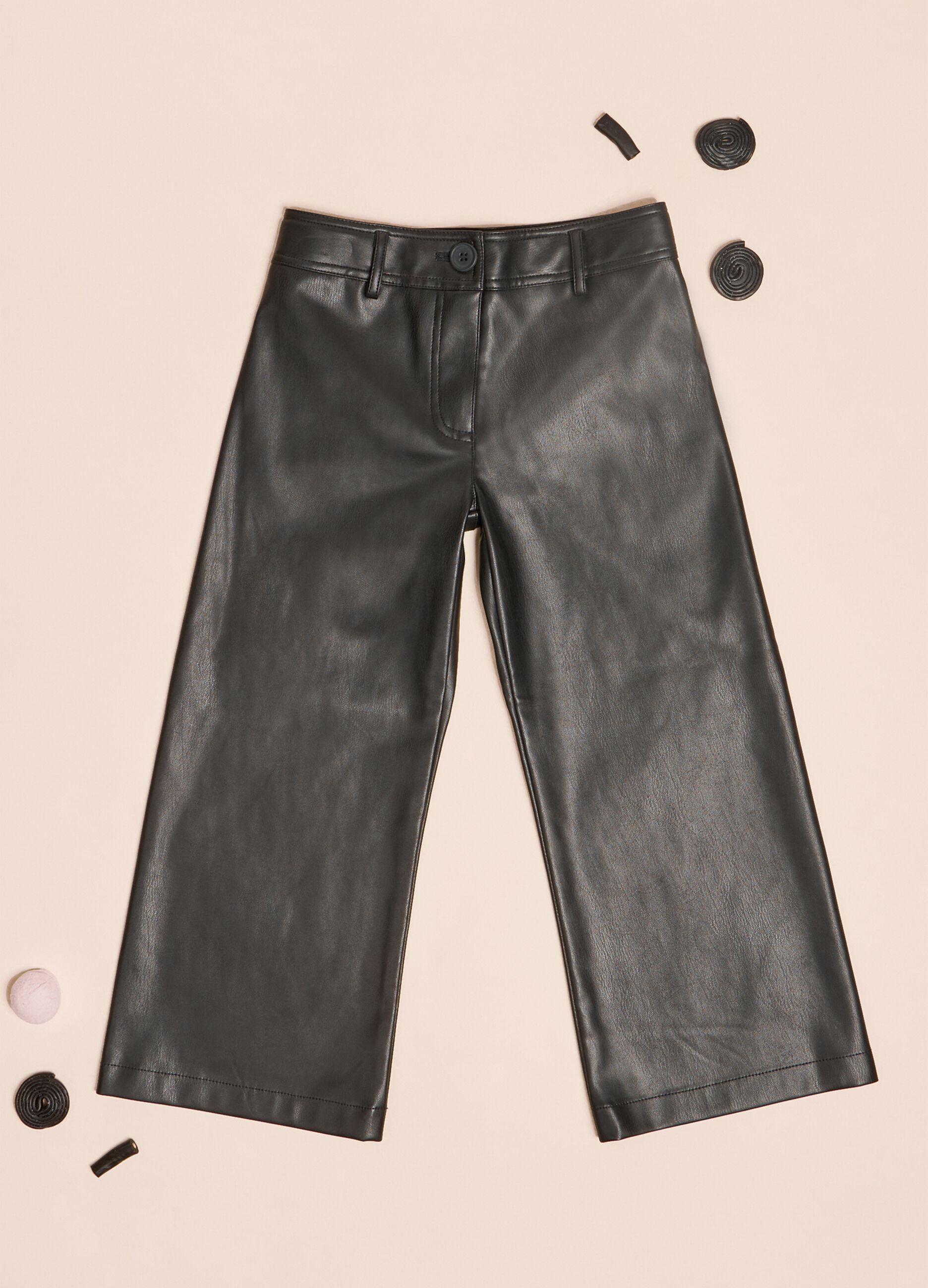 Wide-leg trousers in faux leather