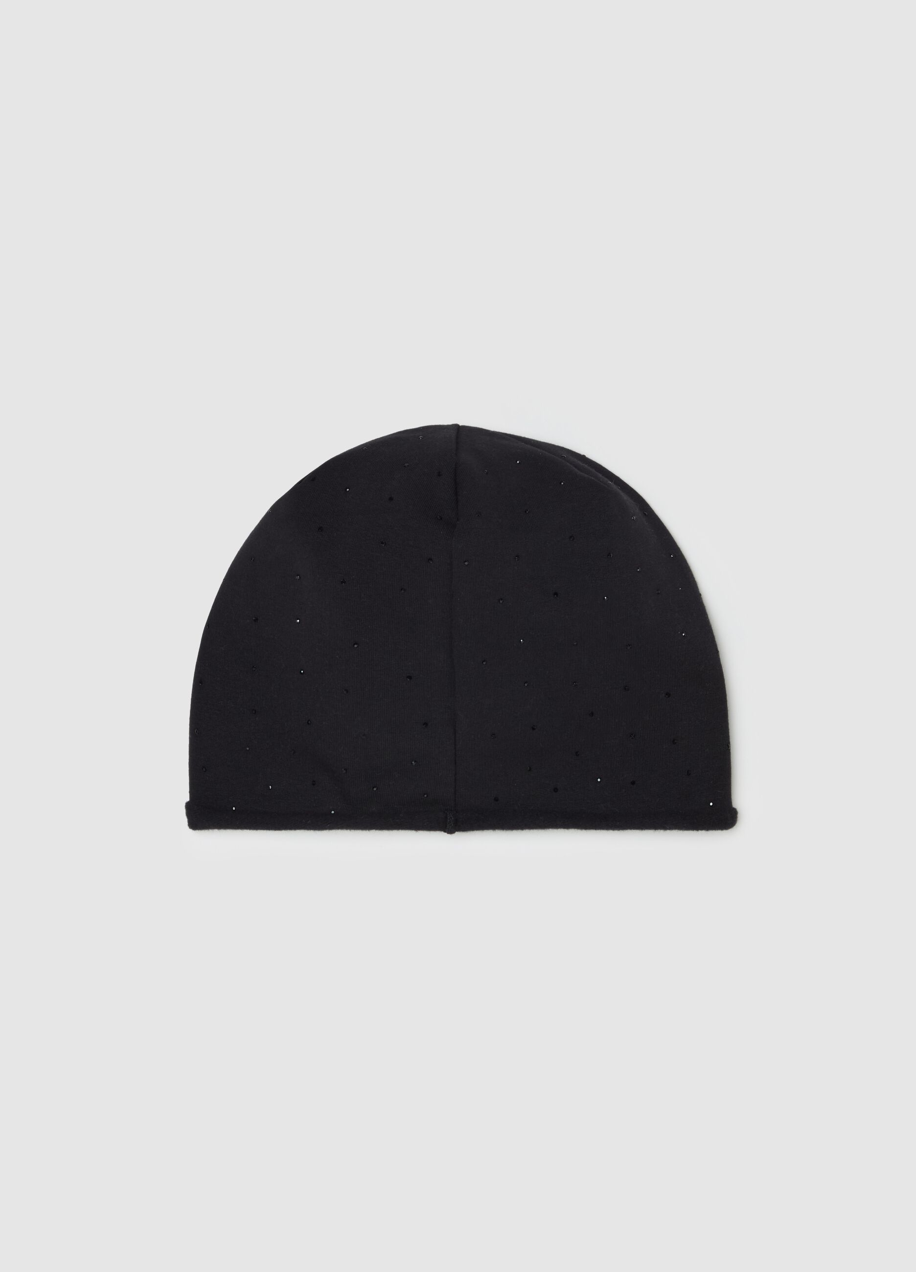 Organic cotton fleece hat with diamantés