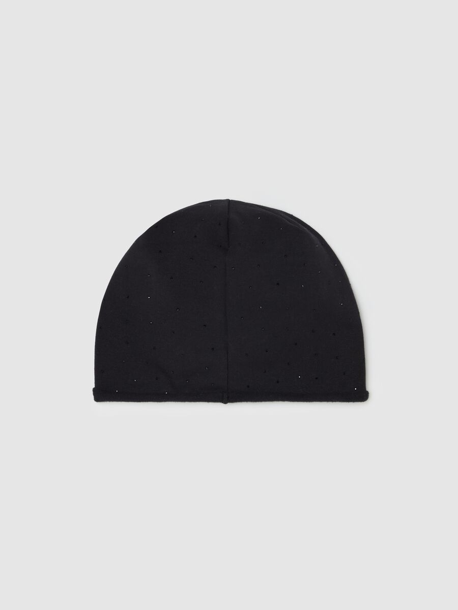 Organic cotton fleece hat with diamantés_1