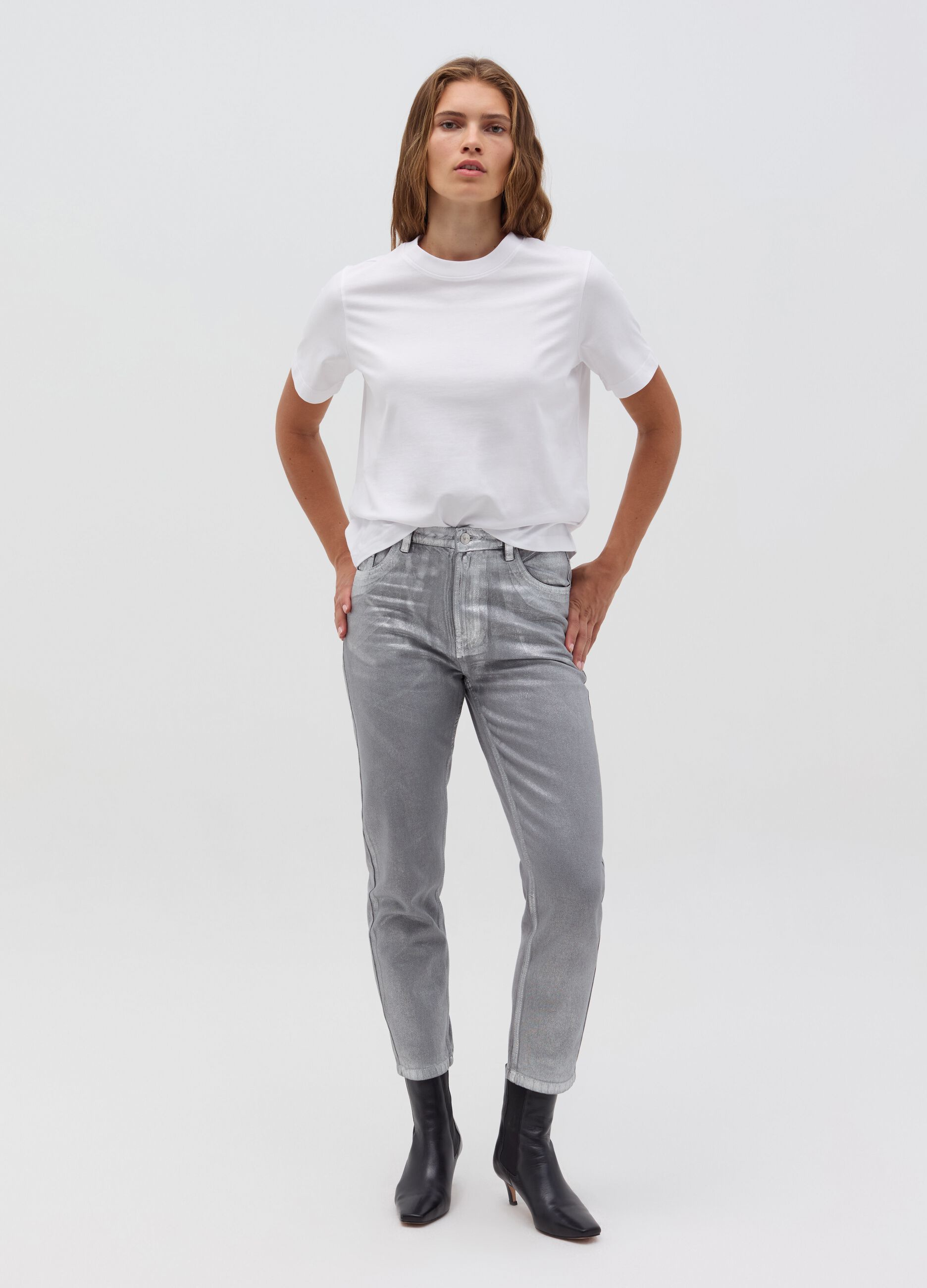 Straight-fit jeans in foil