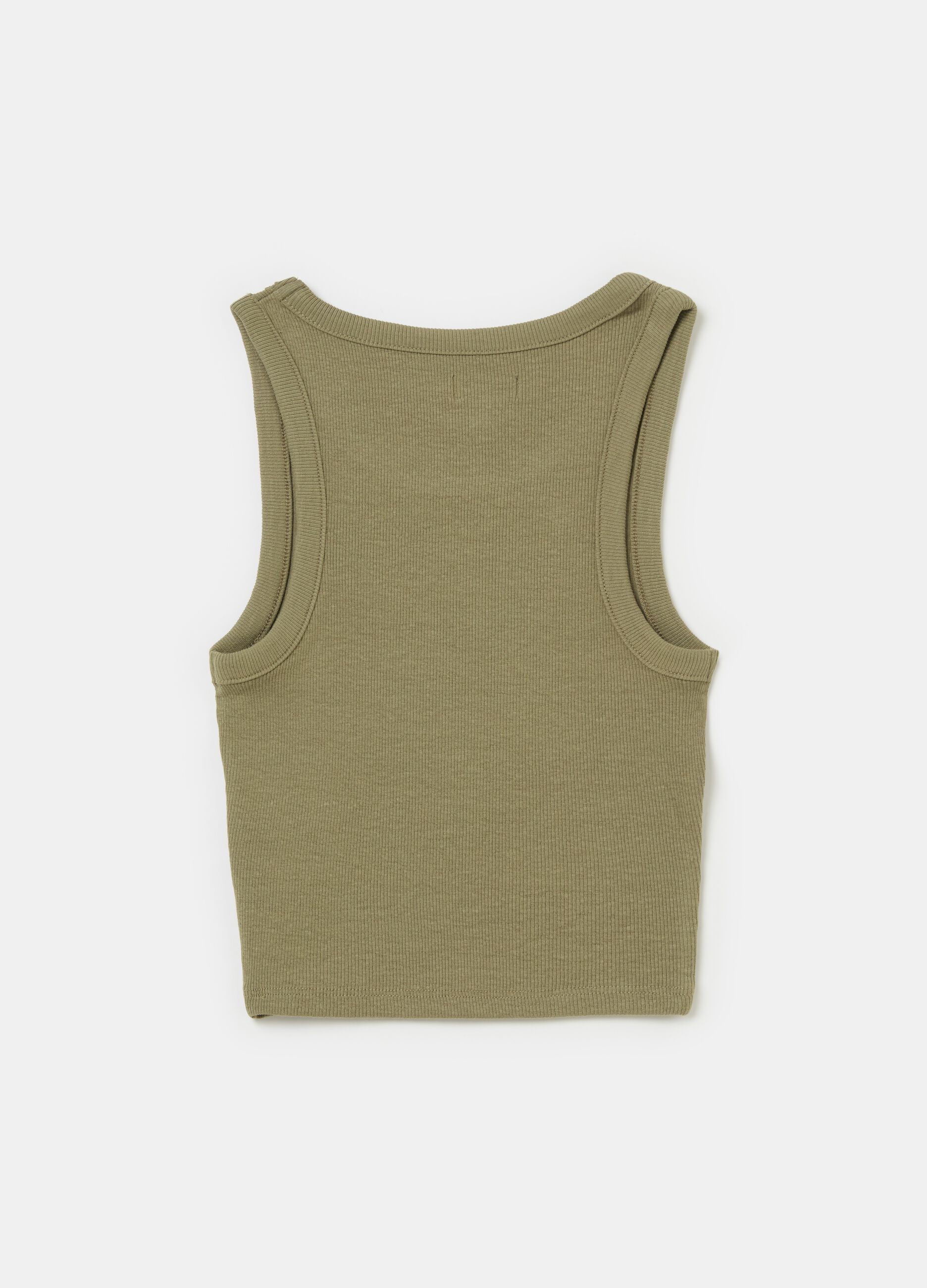 Tank top a costine con stampa