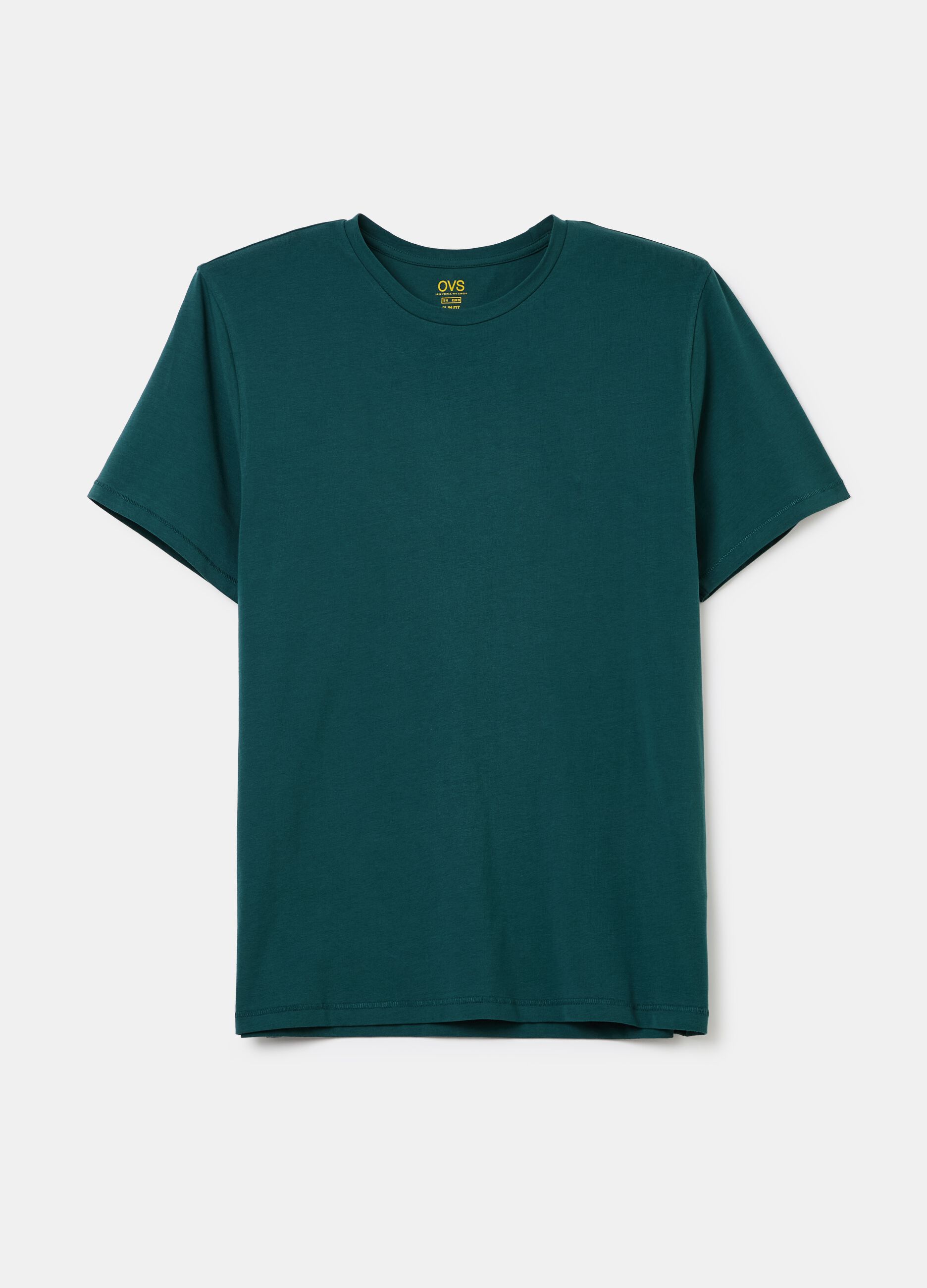 Stretch cotton T-shirt with crew-neck