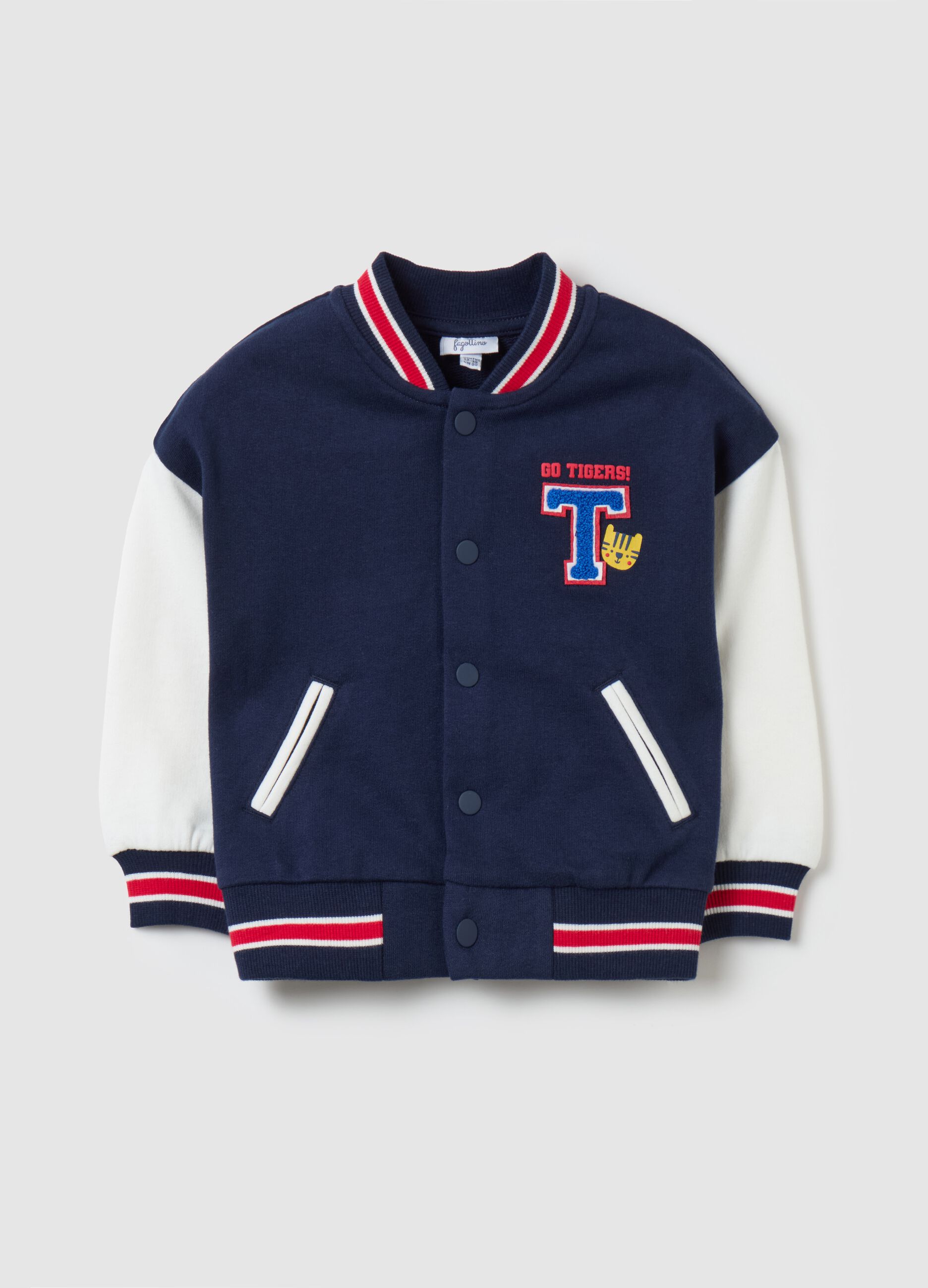 Felpa varsity in cotone bio con patch