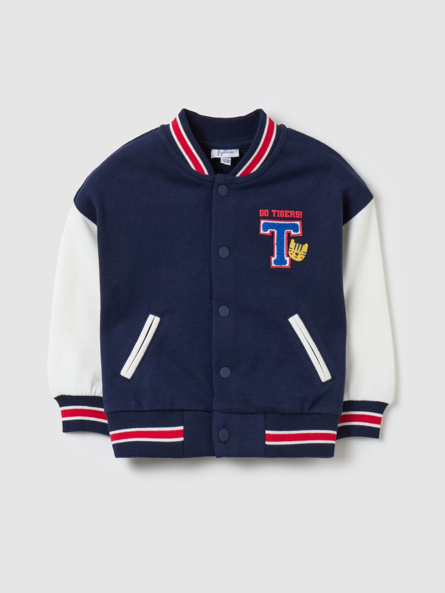 Felpa varsity in cotone bio con patch_0