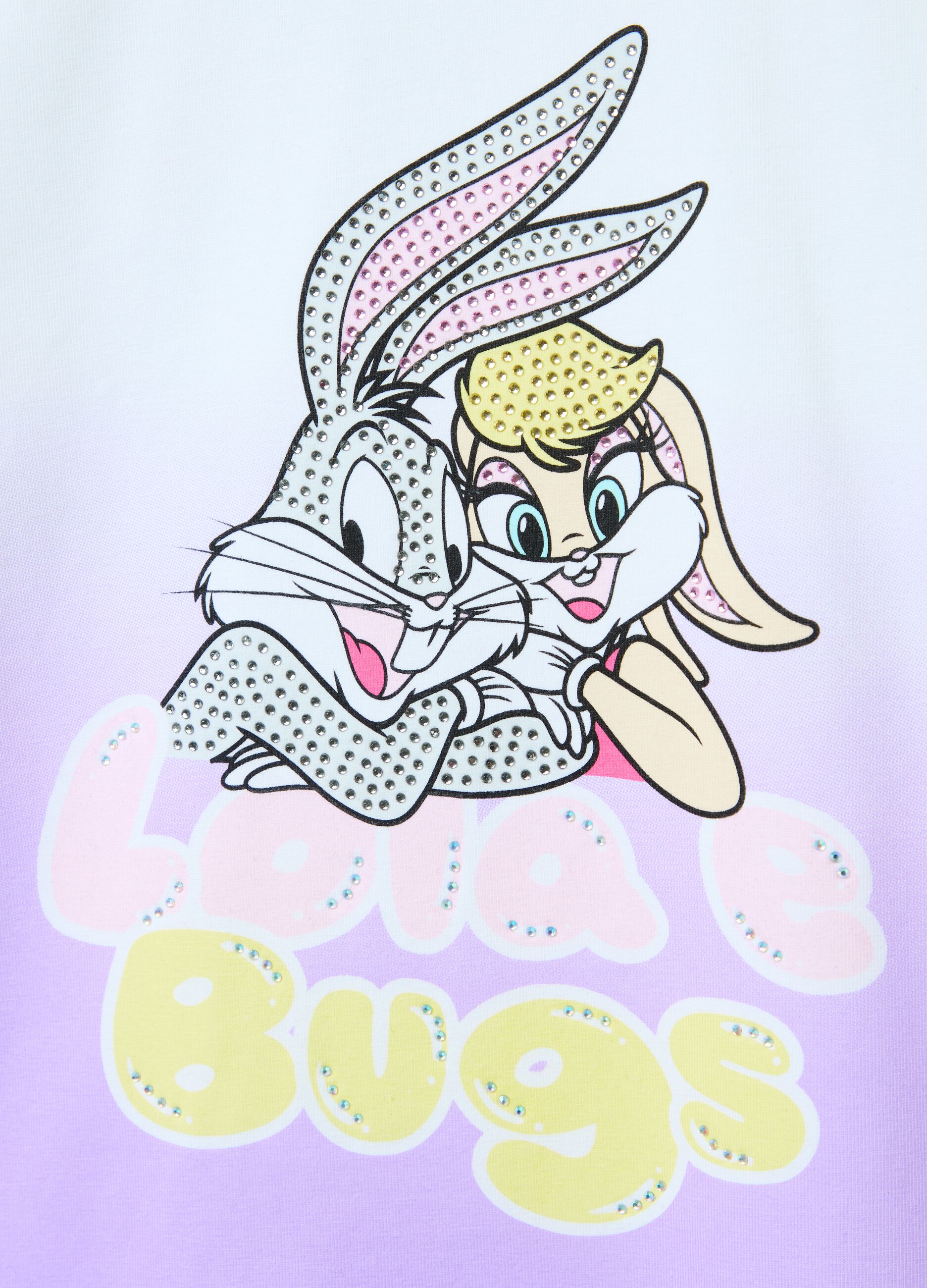 T-shirt with Bugs Bunny and Lola print and diamantés