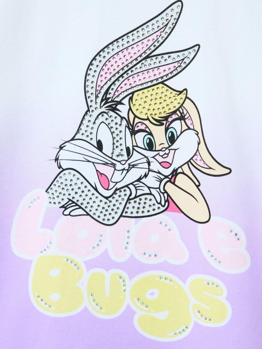 T-shirt with Bugs Bunny and Lola print and diamantés_2
