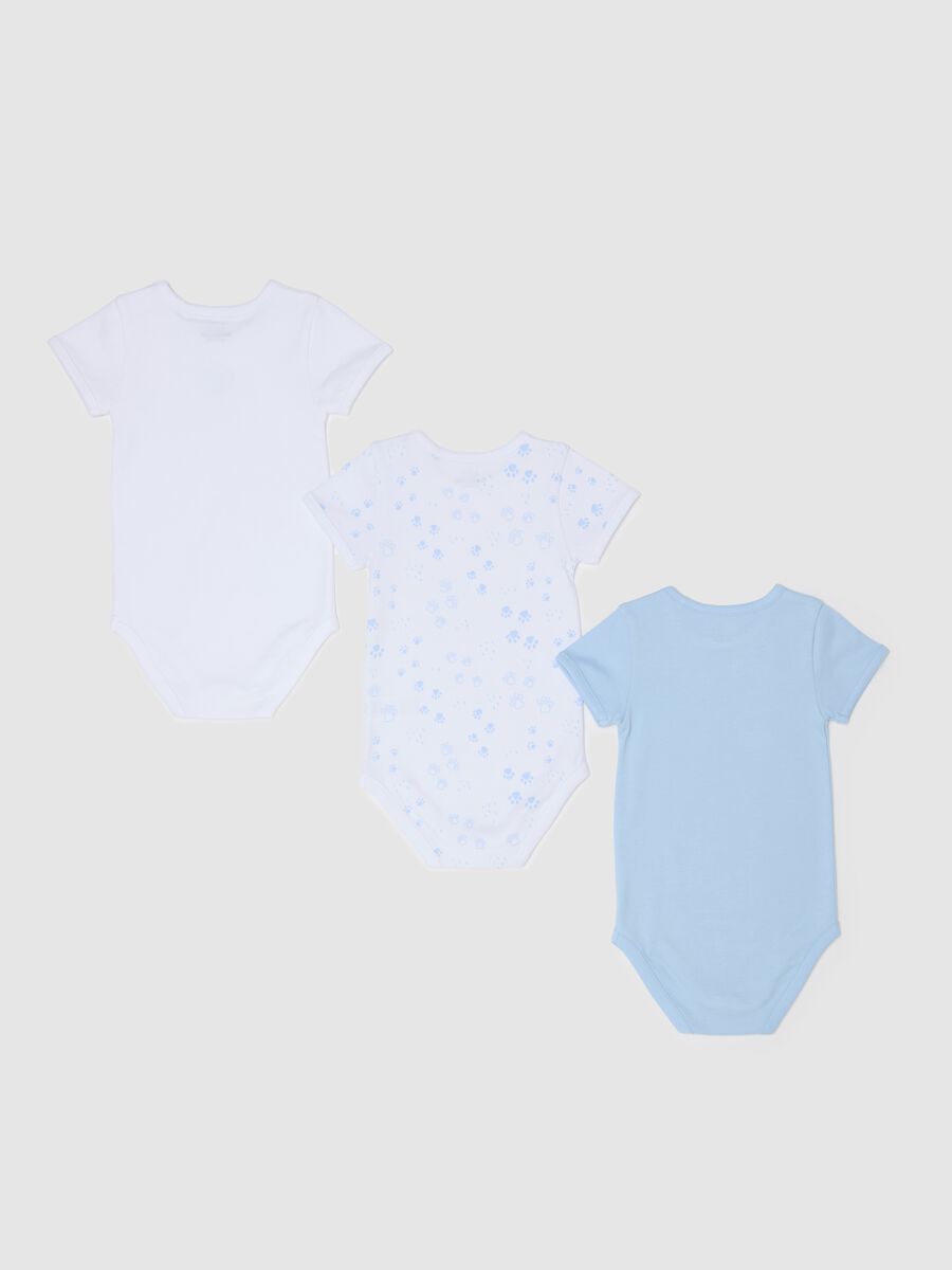 Three-pack bodysuits in organic cotton with paws print_1