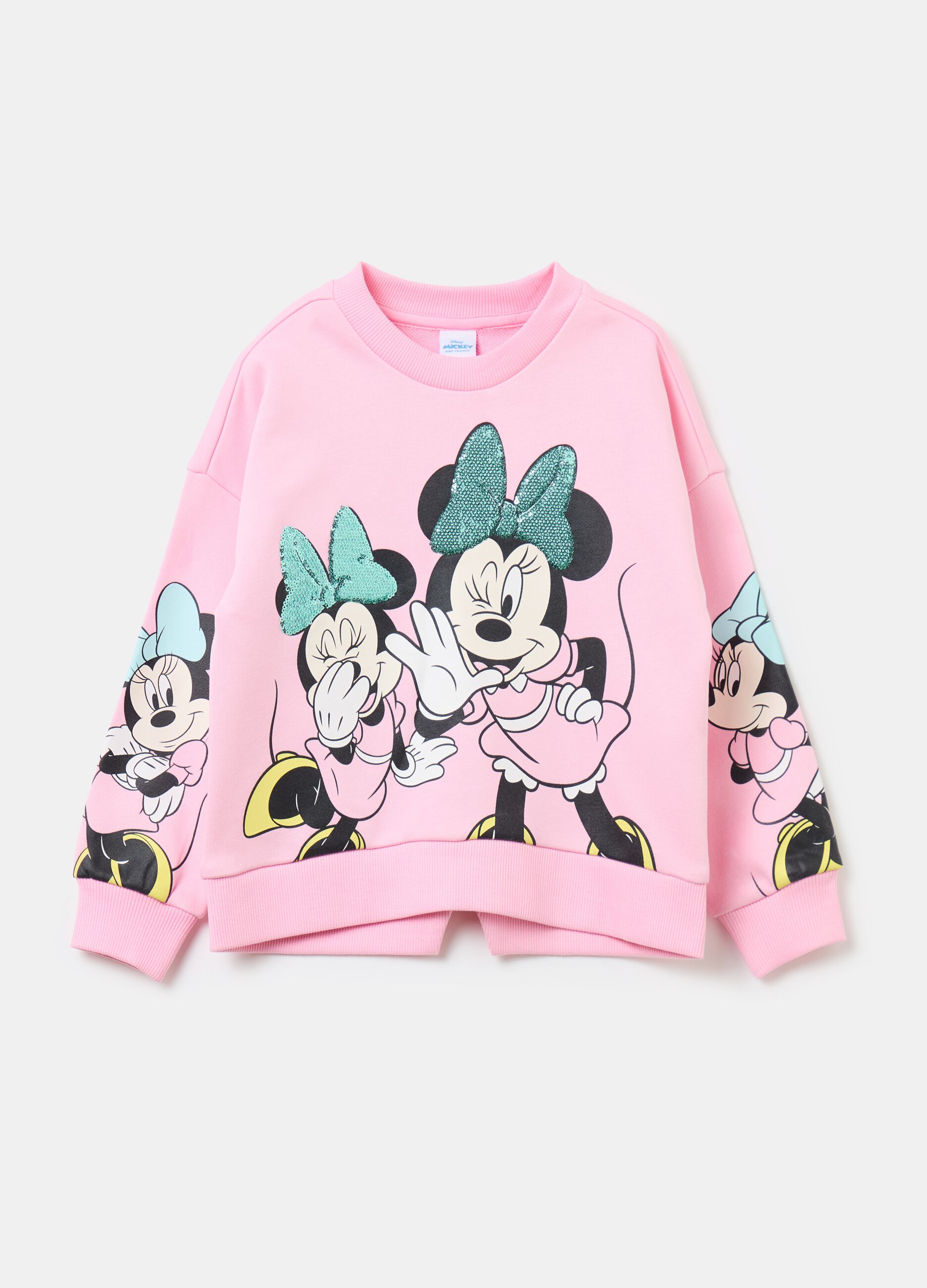 Oversized sweatshirt with Minnie Mouse print with sequins