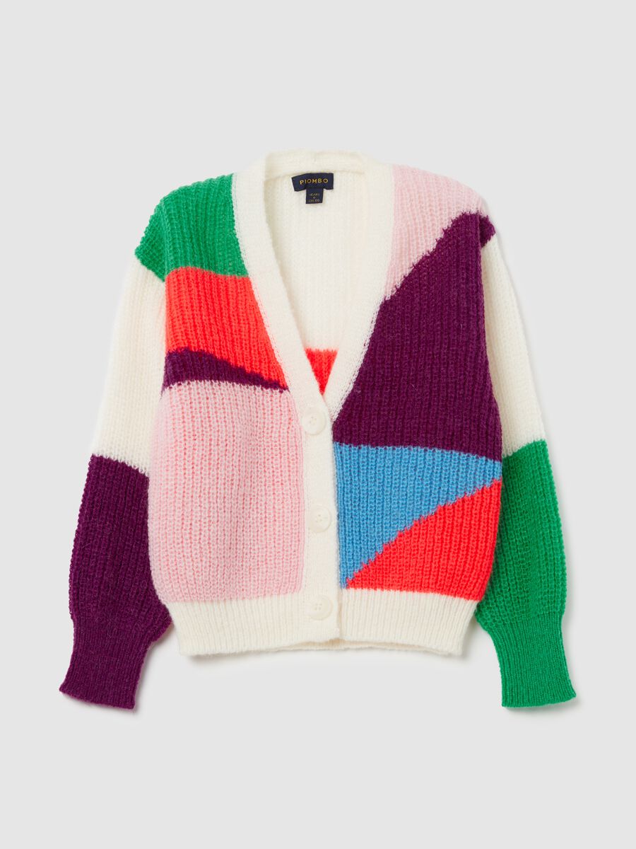 Colourblock cardigan with V neck_0