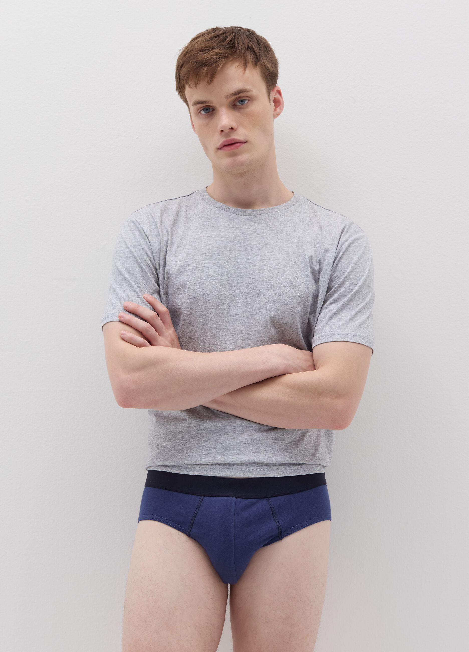 Three-pack patterned briefs in stretch organic cotton