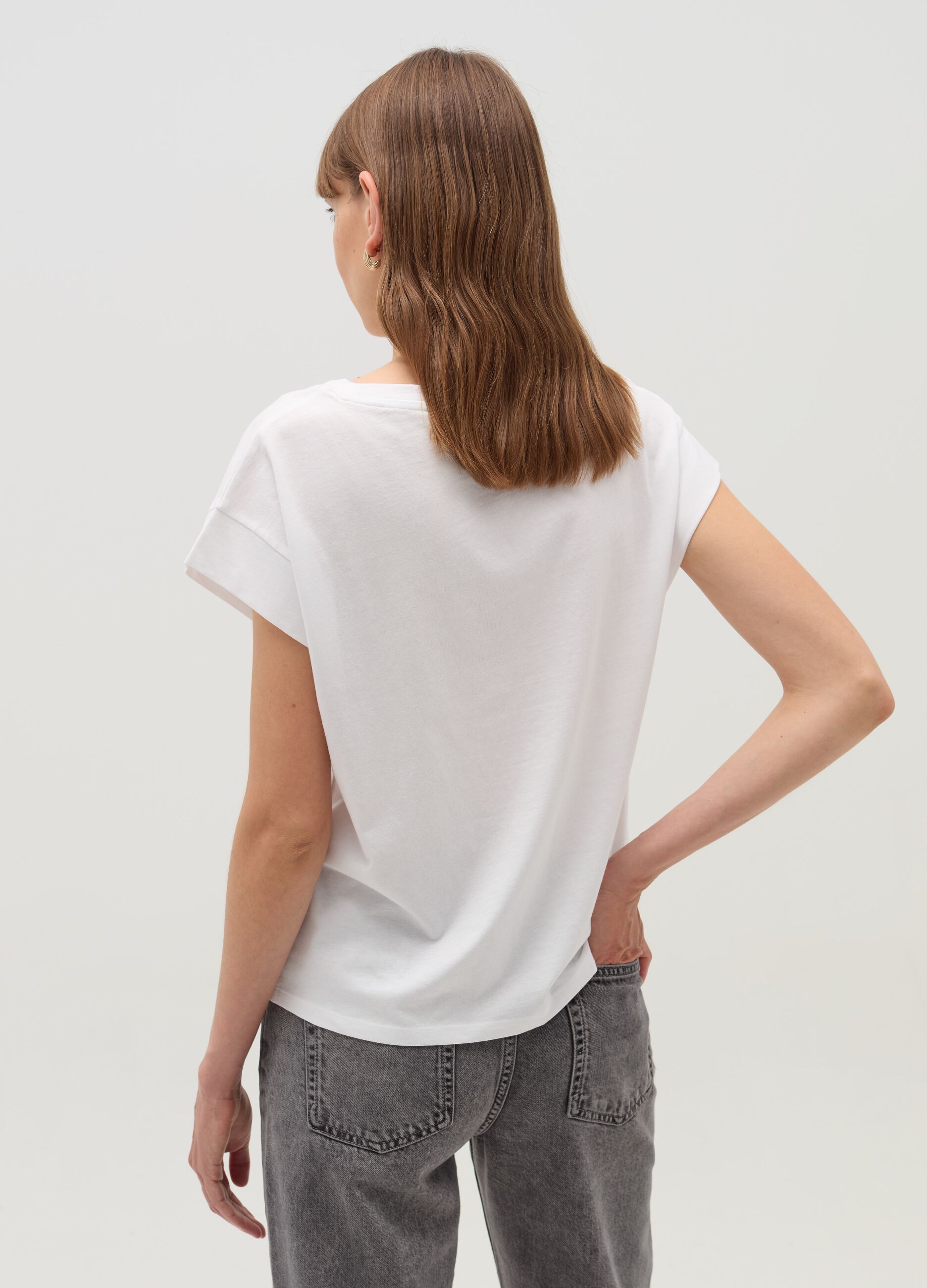 Cotton T-shirt with kimono sleeves