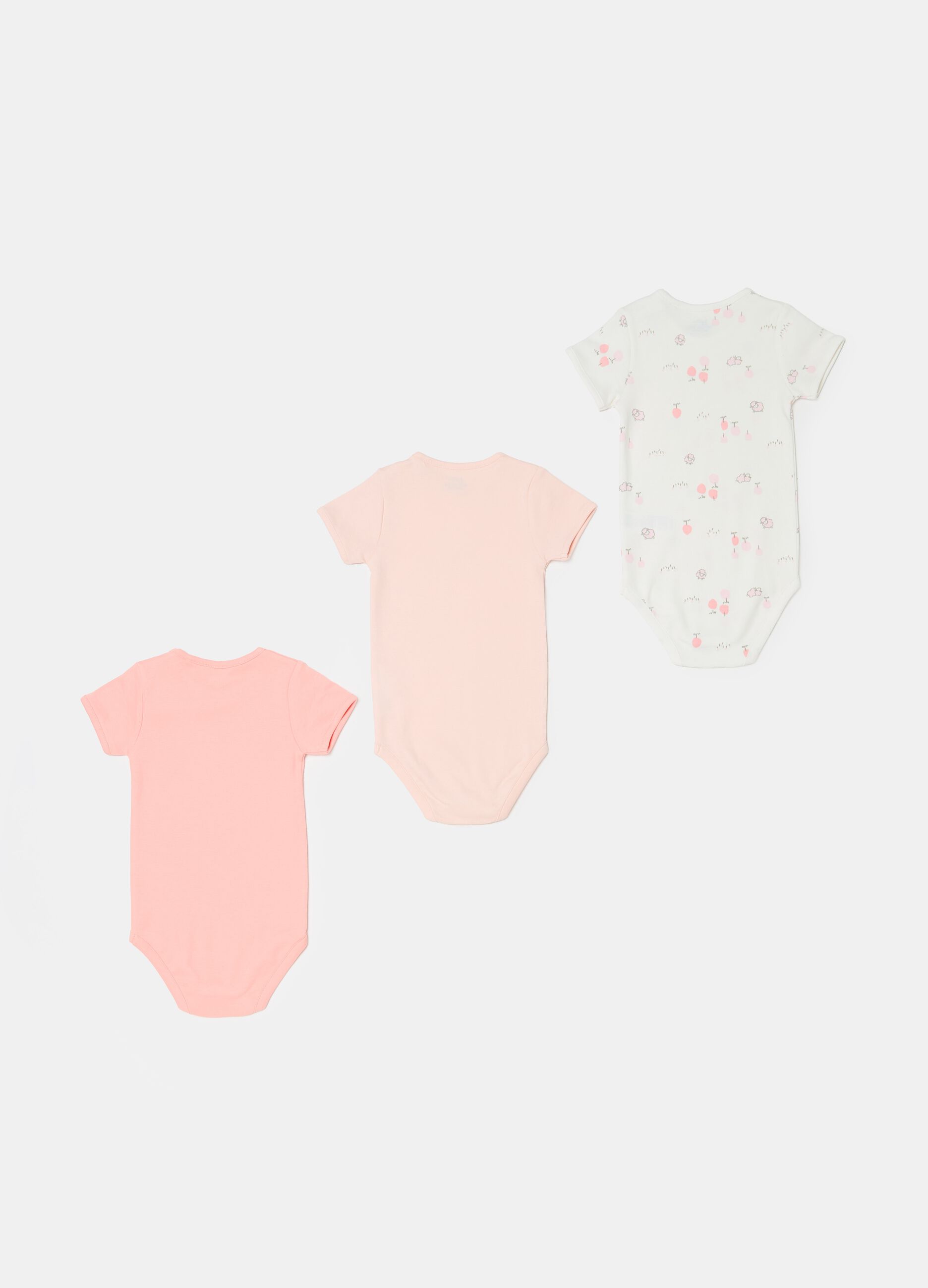 Three-pack bodysuits in organic cotton with print