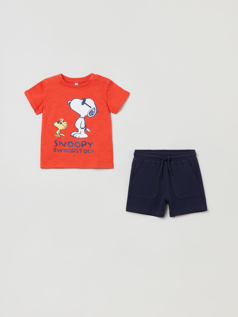 T-shirt and shorts jogging set with Snoopy print_0