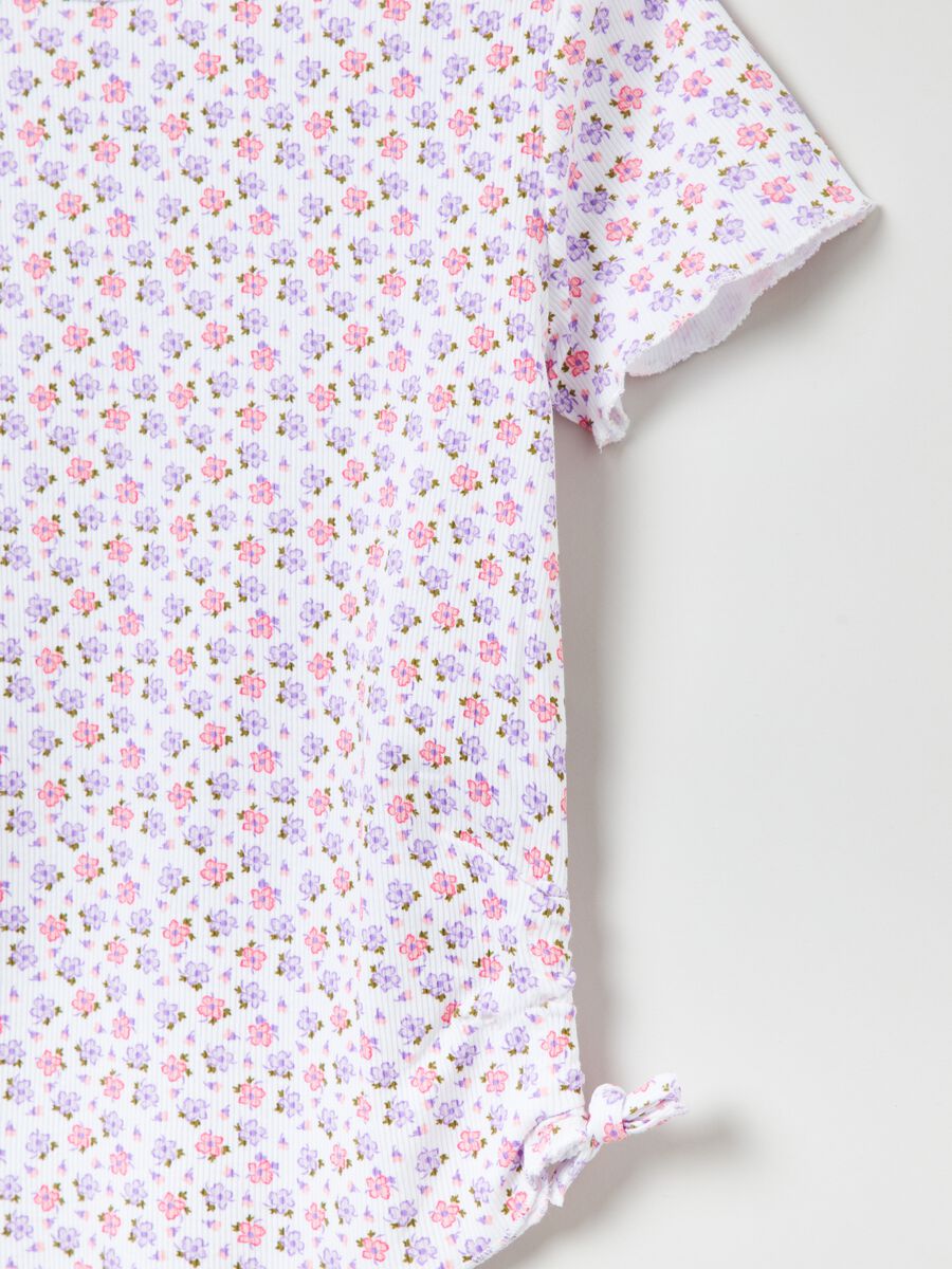 Ribbed T-shirt with ditsy floral print_2