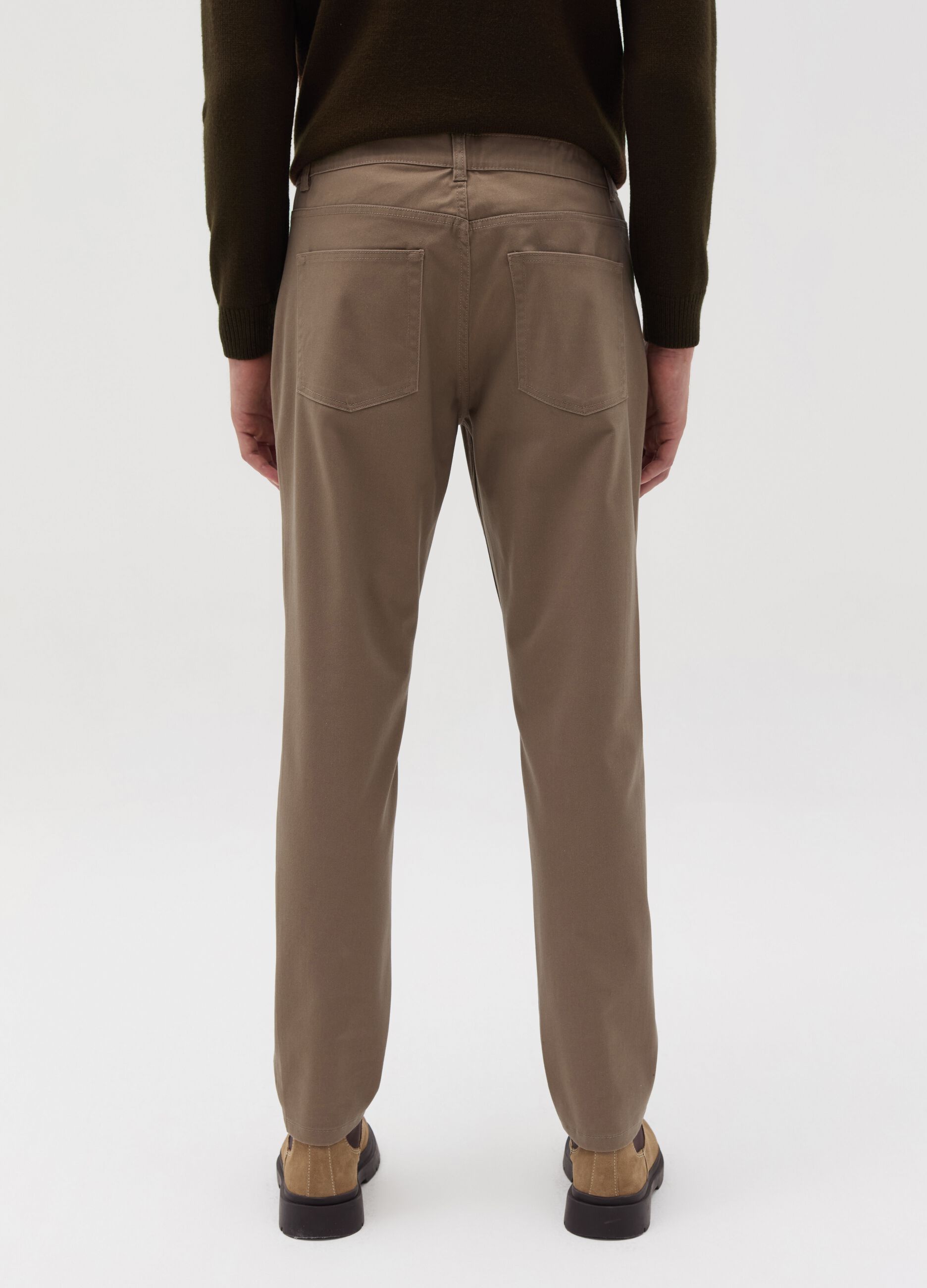 Slim-fit twill trousers with five pockets