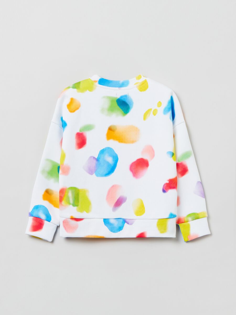 Sweatshirt with round neck and multicoloured print_1