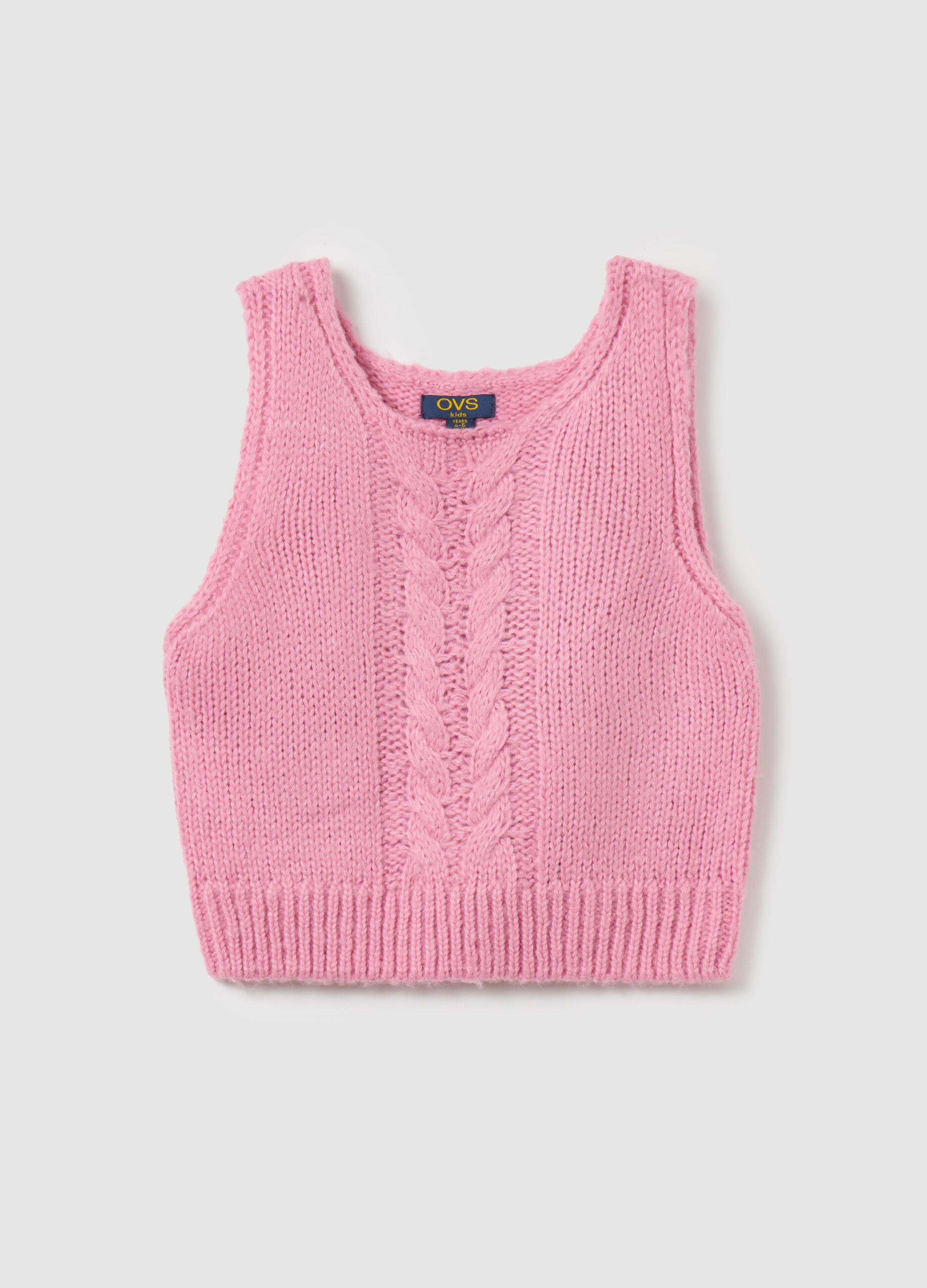 Cable-knit closed gilet