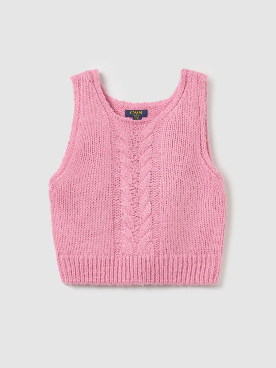 Cable-knit closed gilet_0