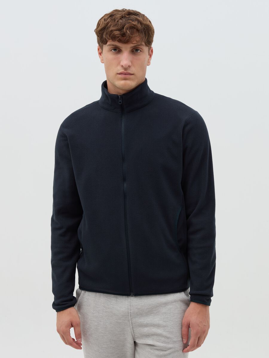 Fleece full-zip sweatshirt with high neck_0