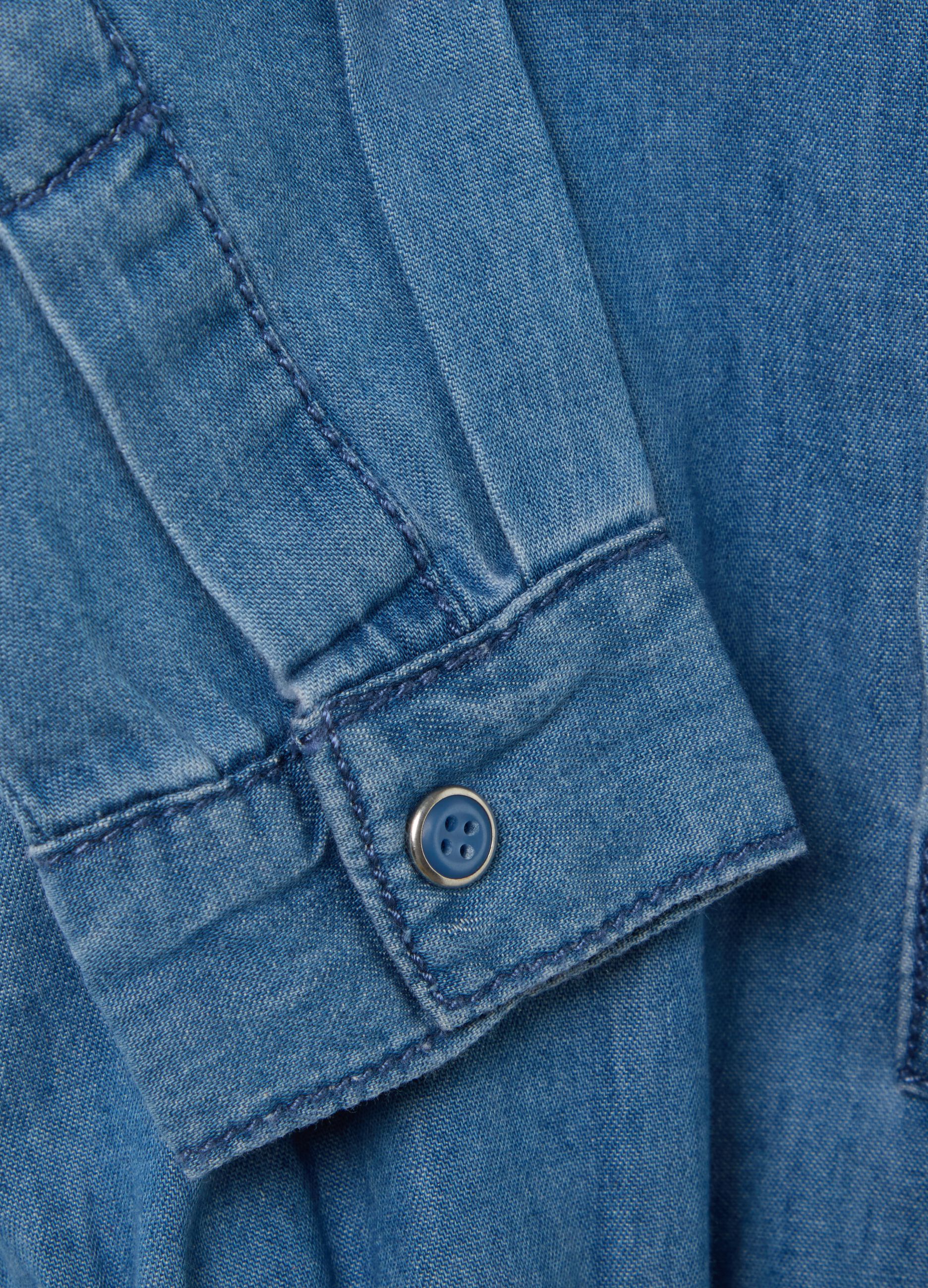 Bodysuit shirt in denim with raccoon embroidery