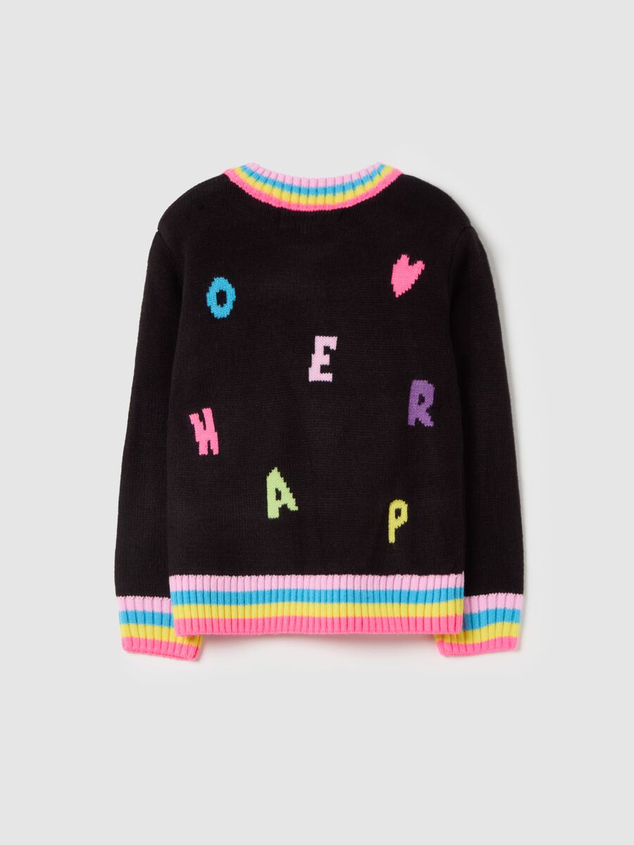 Pullover with all-over multicoloured lettering_1